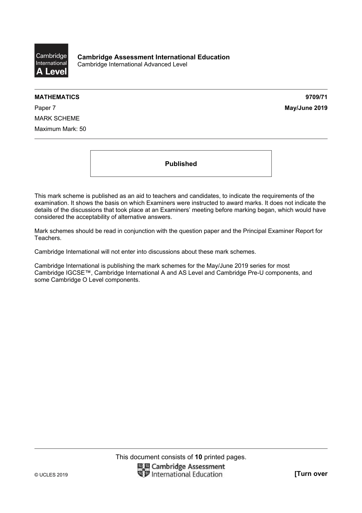 Mark scheme, page 1 of 10