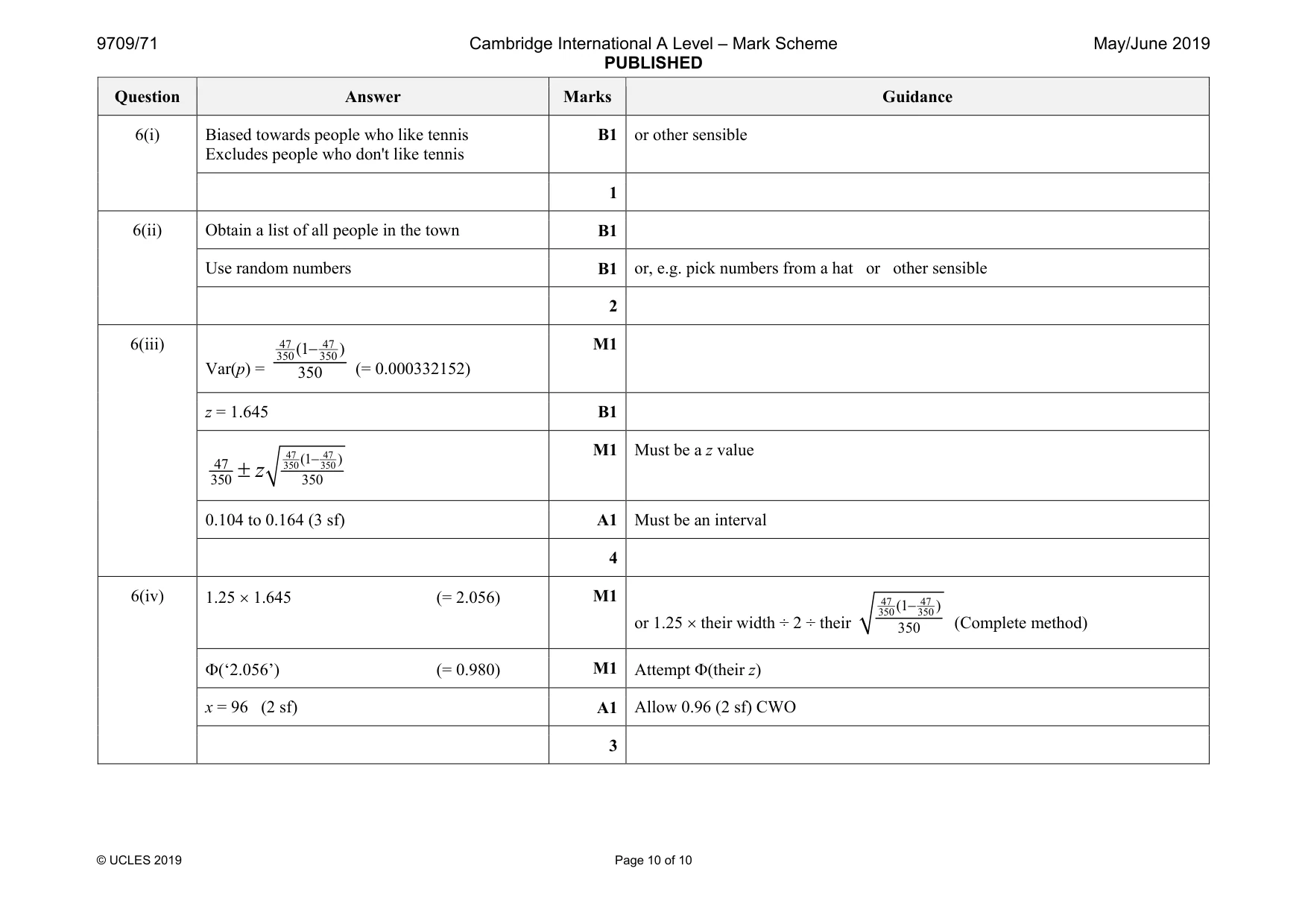 Mark scheme, page 10 of 10