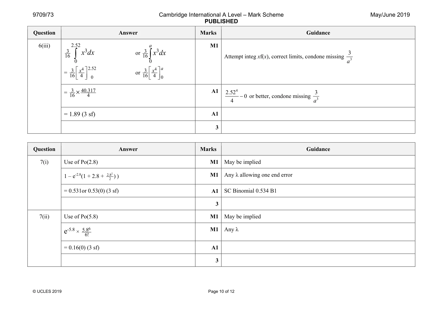 Mark scheme, page 10 of 12