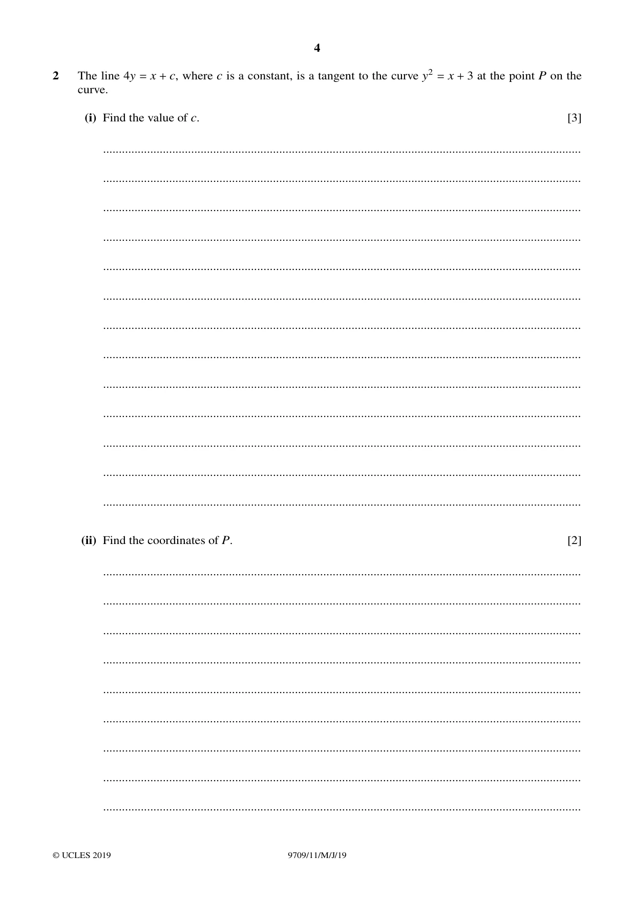 Cambridge A Level Mathematics 9709 2019 May/June Paper 1 · Variant 1 question paper, page 4 of 24