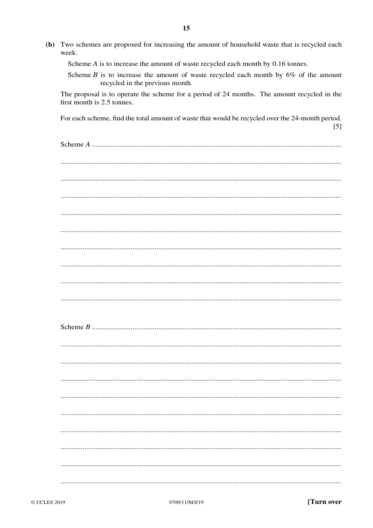 Cambridge A Level Mathematics 9709 2019 May/June Paper 1 · Variant 1 question paper, page 15 of 24
