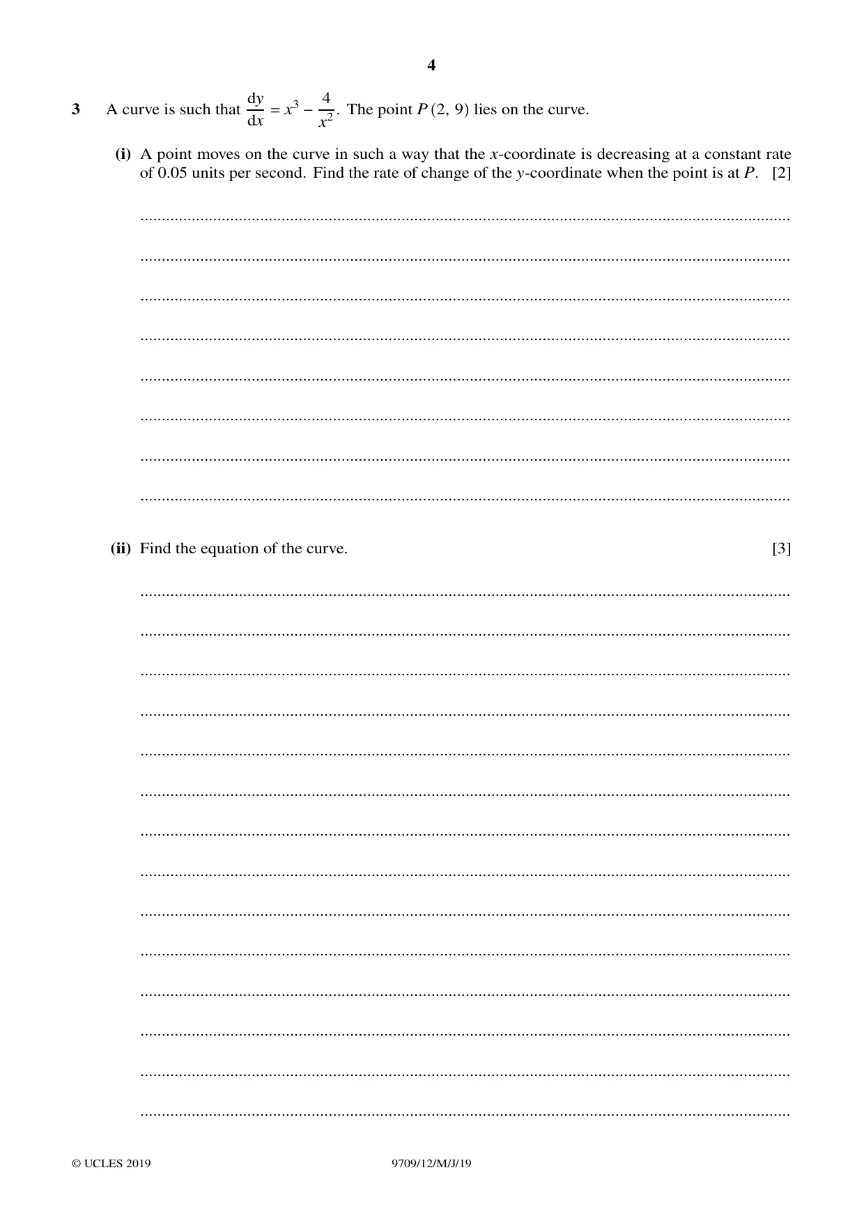 Cambridge A Level Mathematics 9709 2019 May/June Paper 1 · Variant 2 question paper, page 4 of 20