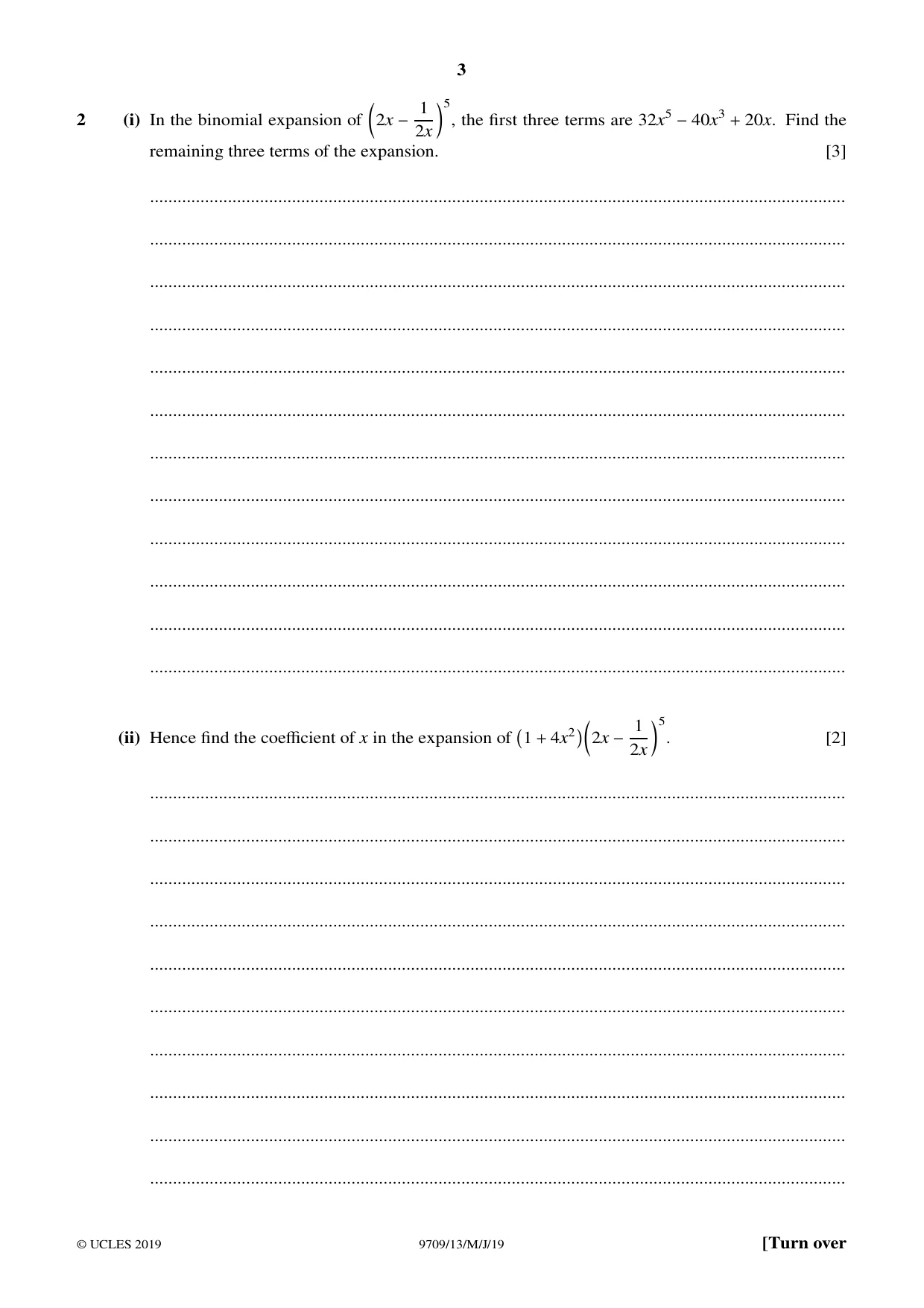 Cambridge A Level Mathematics 9709 2019 May/June Paper 1 · Variant 3 question paper, page 3 of 20