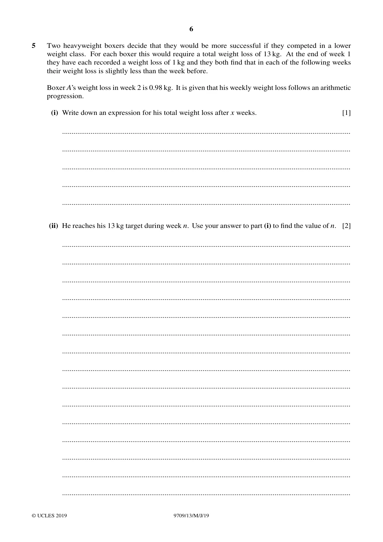 Cambridge A Level Mathematics 9709 2019 May/June Paper 1 · Variant 3 question paper, page 6 of 20