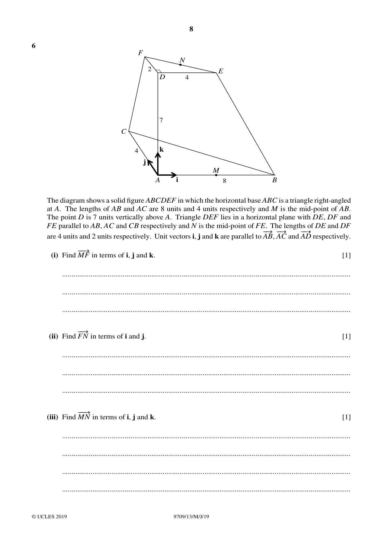 Cambridge A Level Mathematics 9709 2019 May/June Paper 1 · Variant 3 question paper, page 8 of 20