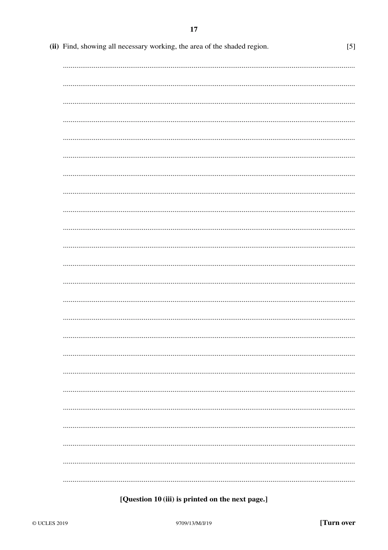 Cambridge A Level Mathematics 9709 2019 May/June Paper 1 · Variant 3 question paper, page 17 of 20