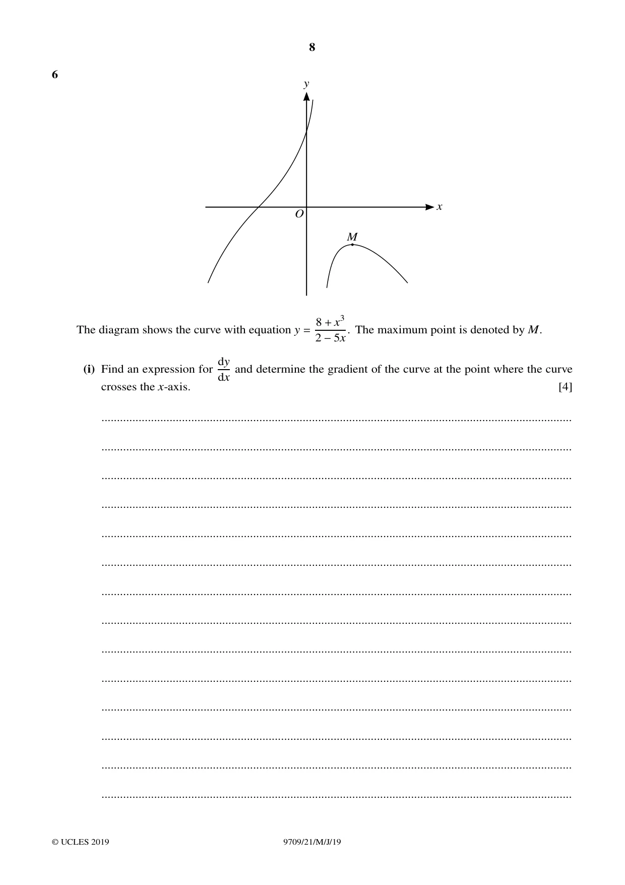 Cambridge A Level Mathematics 9709 2019 May/June Paper 2 · Variant 1 question paper, page 8 of 12