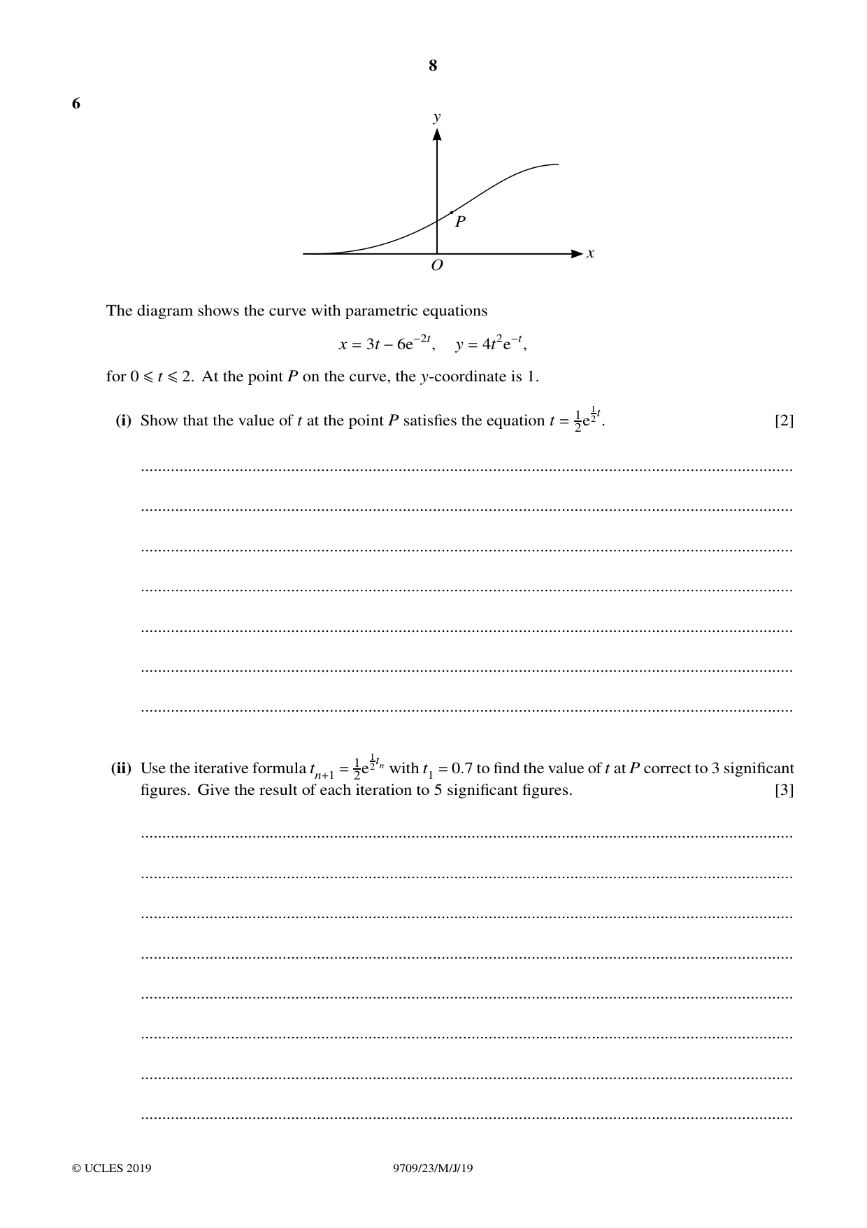 Cambridge A Level Mathematics 9709 2019 May/June Paper 2 · Variant 3 question paper, page 8 of 12