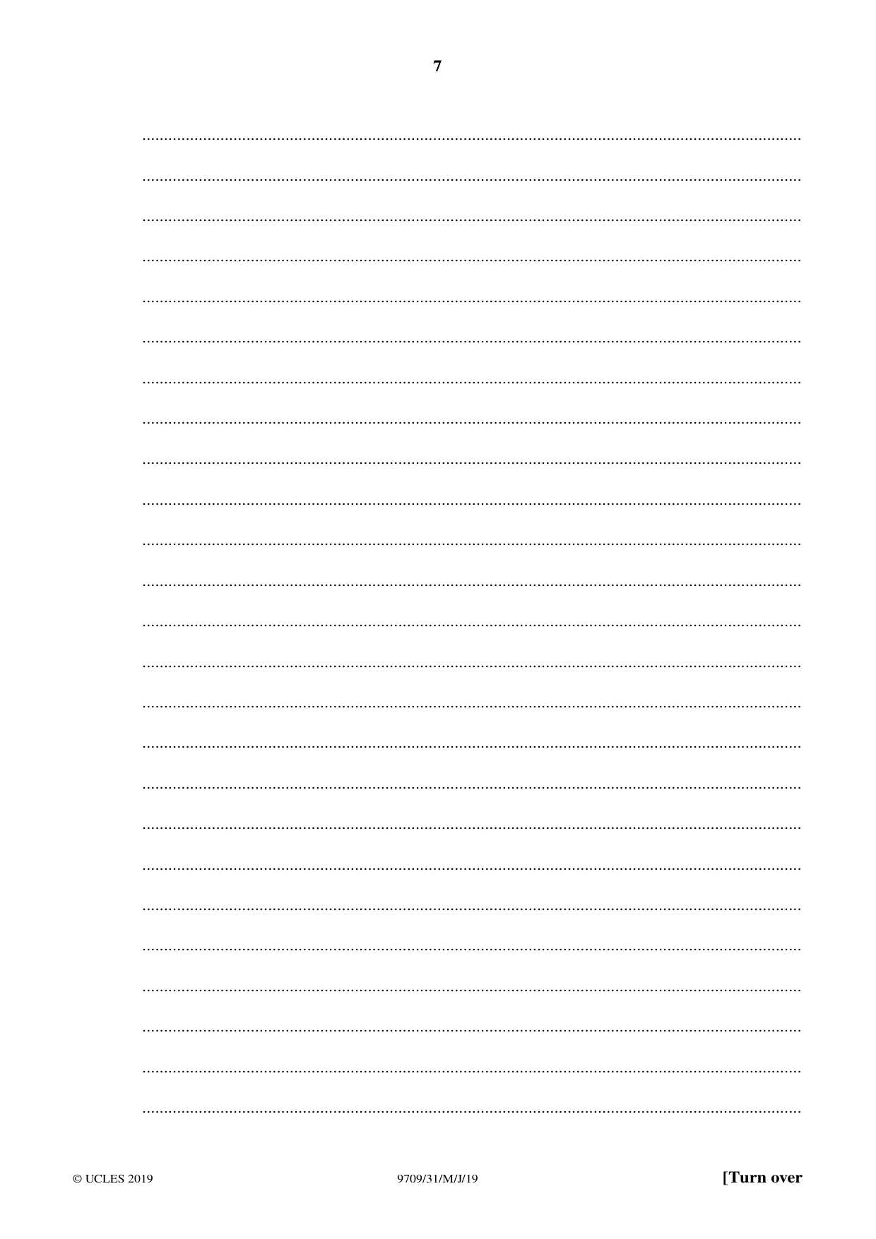 Cambridge A Level Mathematics 9709 2019 May/June Paper 3 · Variant 1 question paper, page 7 of 20