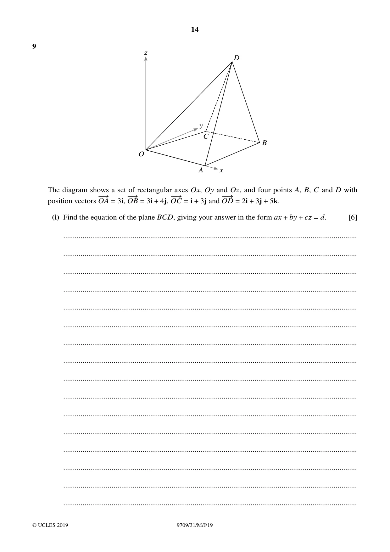Cambridge A Level Mathematics 9709 2019 May/June Paper 3 · Variant 1 question paper, page 14 of 20