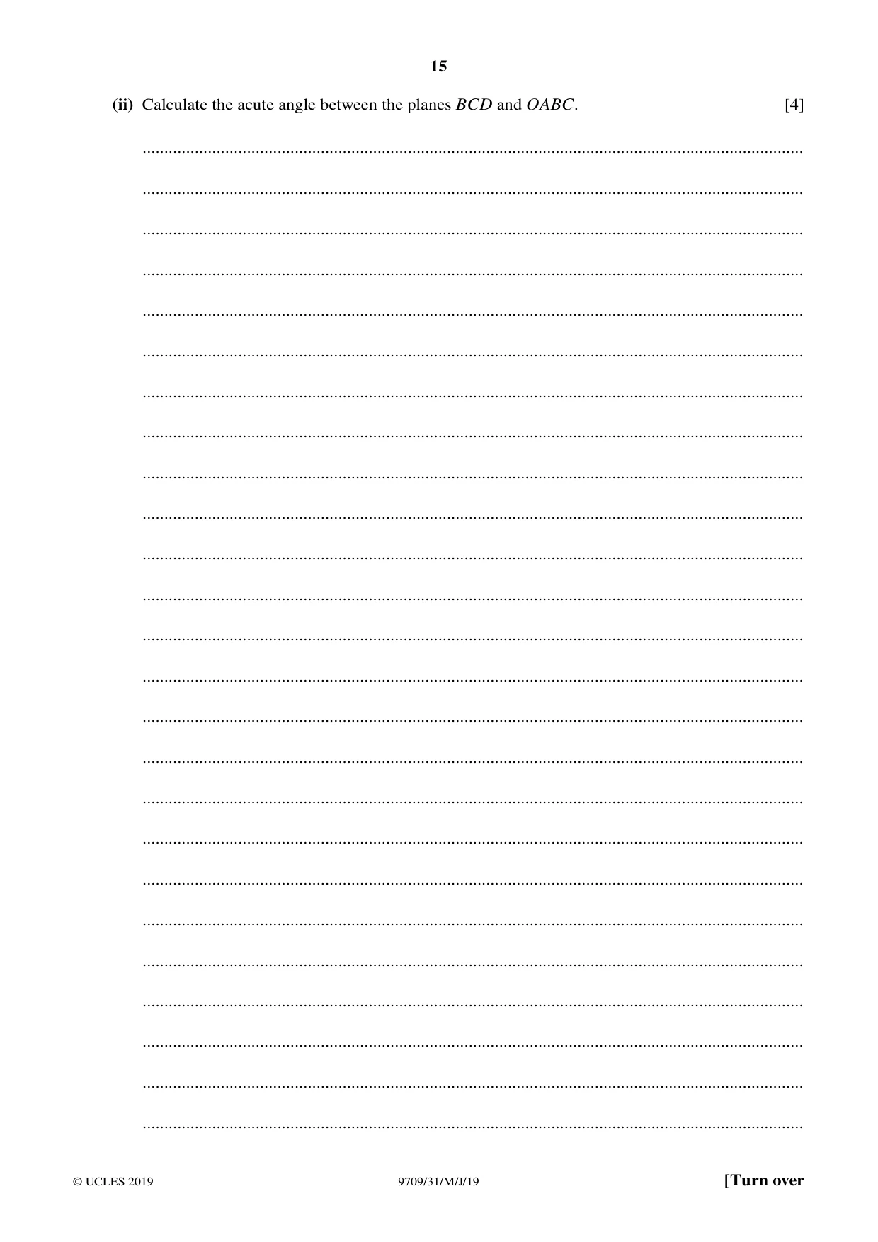 Cambridge A Level Mathematics 9709 2019 May/June Paper 3 · Variant 1 question paper, page 15 of 20