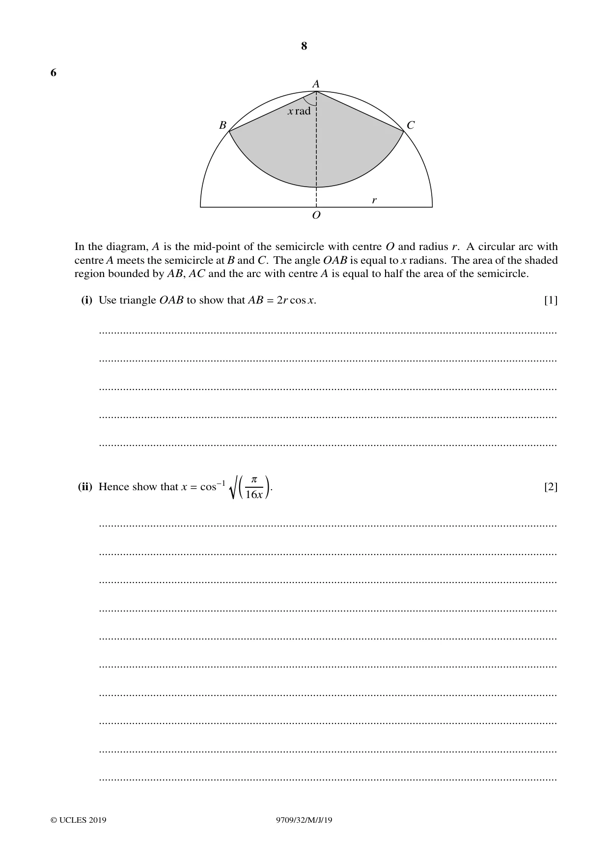 Cambridge A Level Mathematics 9709 2019 May/June Paper 3 · Variant 2 question paper, page 8 of 20