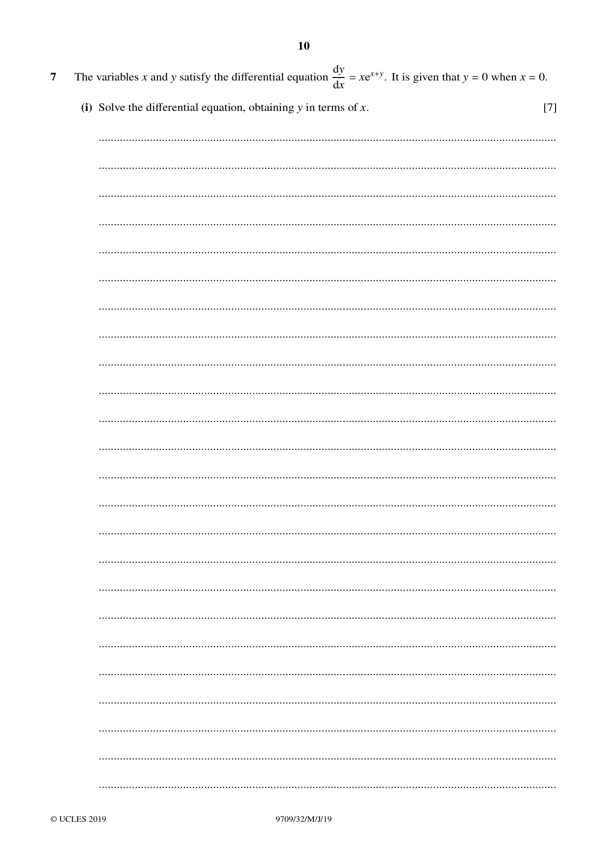 Cambridge A Level Mathematics 9709 2019 May/June Paper 3 · Variant 2 question paper, page 10 of 20