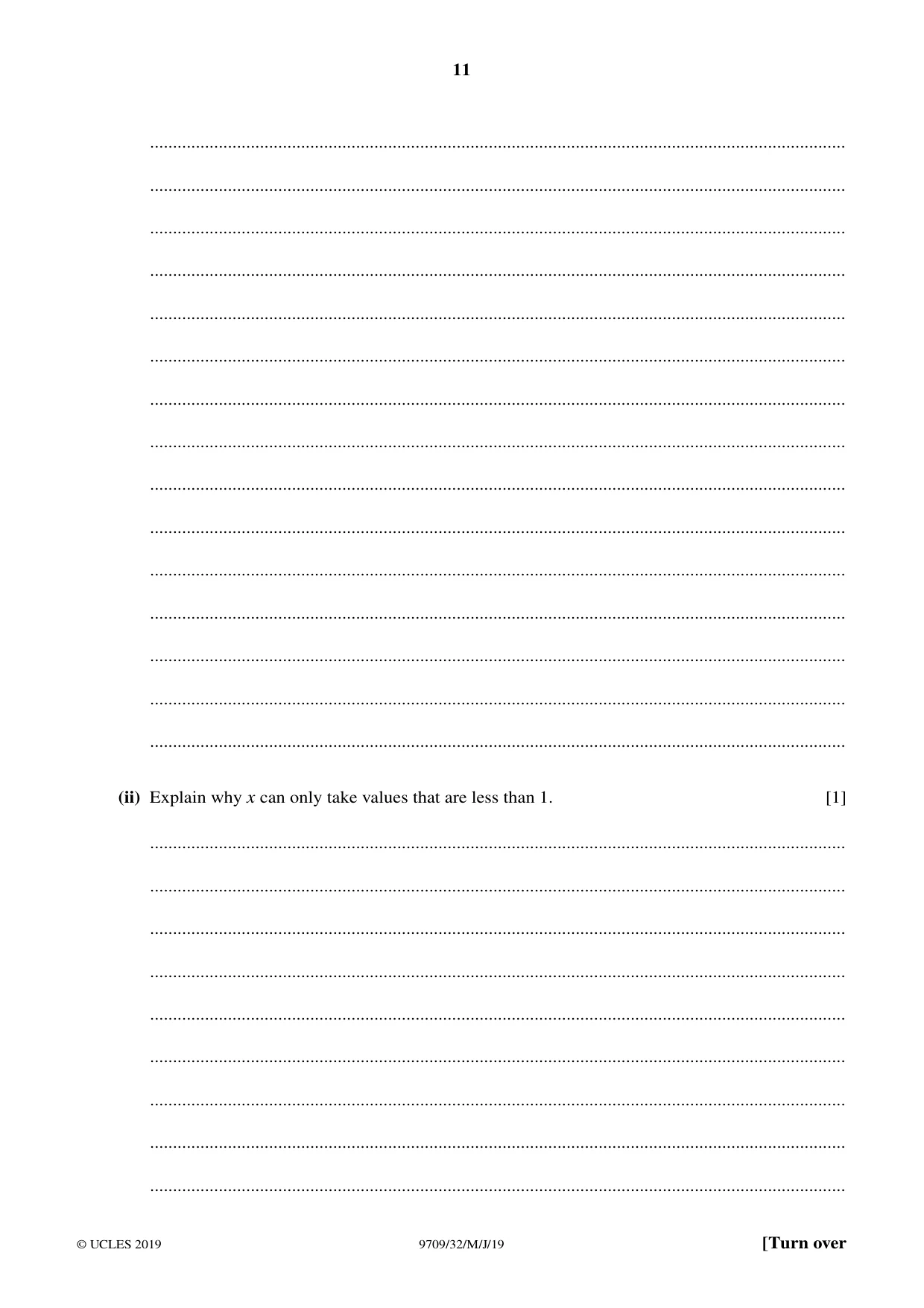 Cambridge A Level Mathematics 9709 2019 May/June Paper 3 · Variant 2 question paper, page 11 of 20