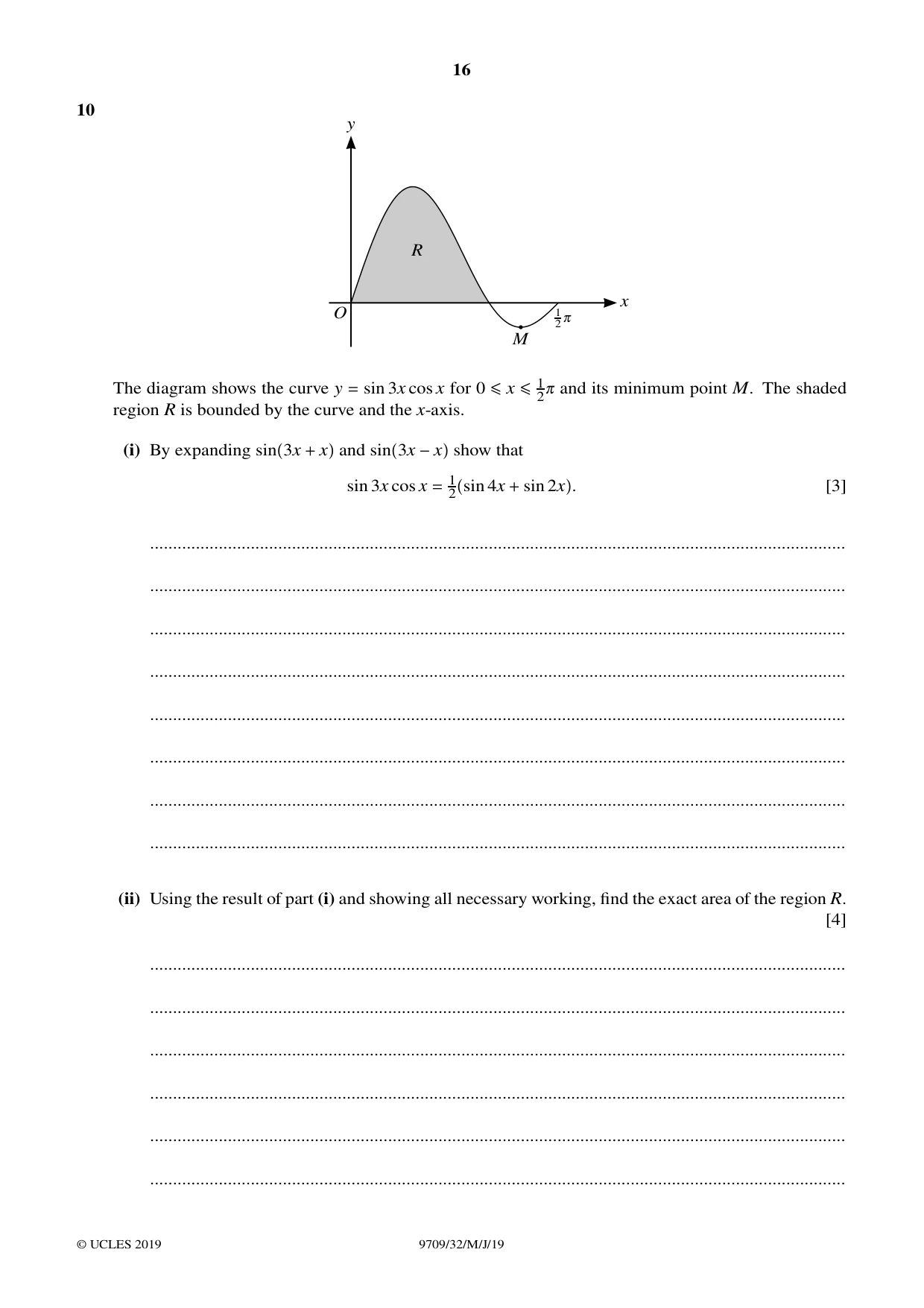 Cambridge A Level Mathematics 9709 2019 May/June Paper 3 · Variant 2 question paper, page 16 of 20