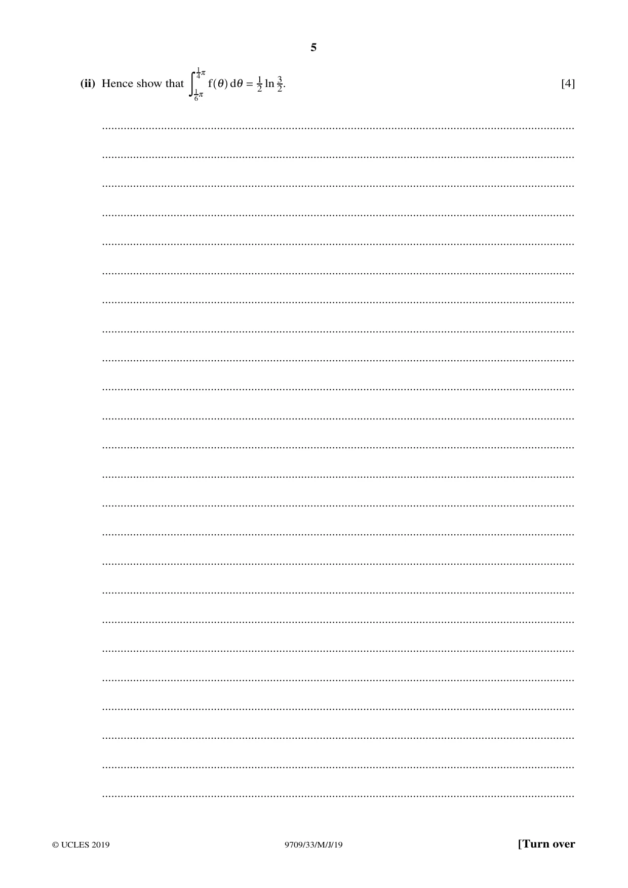 Cambridge A Level Mathematics 9709 2019 May/June Paper 3 · Variant 3 question paper, page 5 of 20