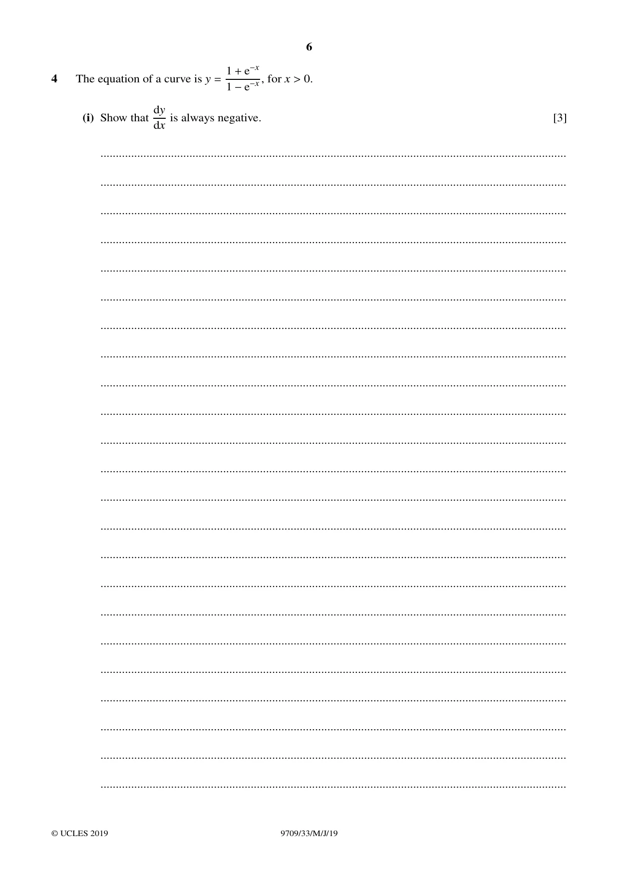 Cambridge A Level Mathematics 9709 2019 May/June Paper 3 · Variant 3 question paper, page 6 of 20