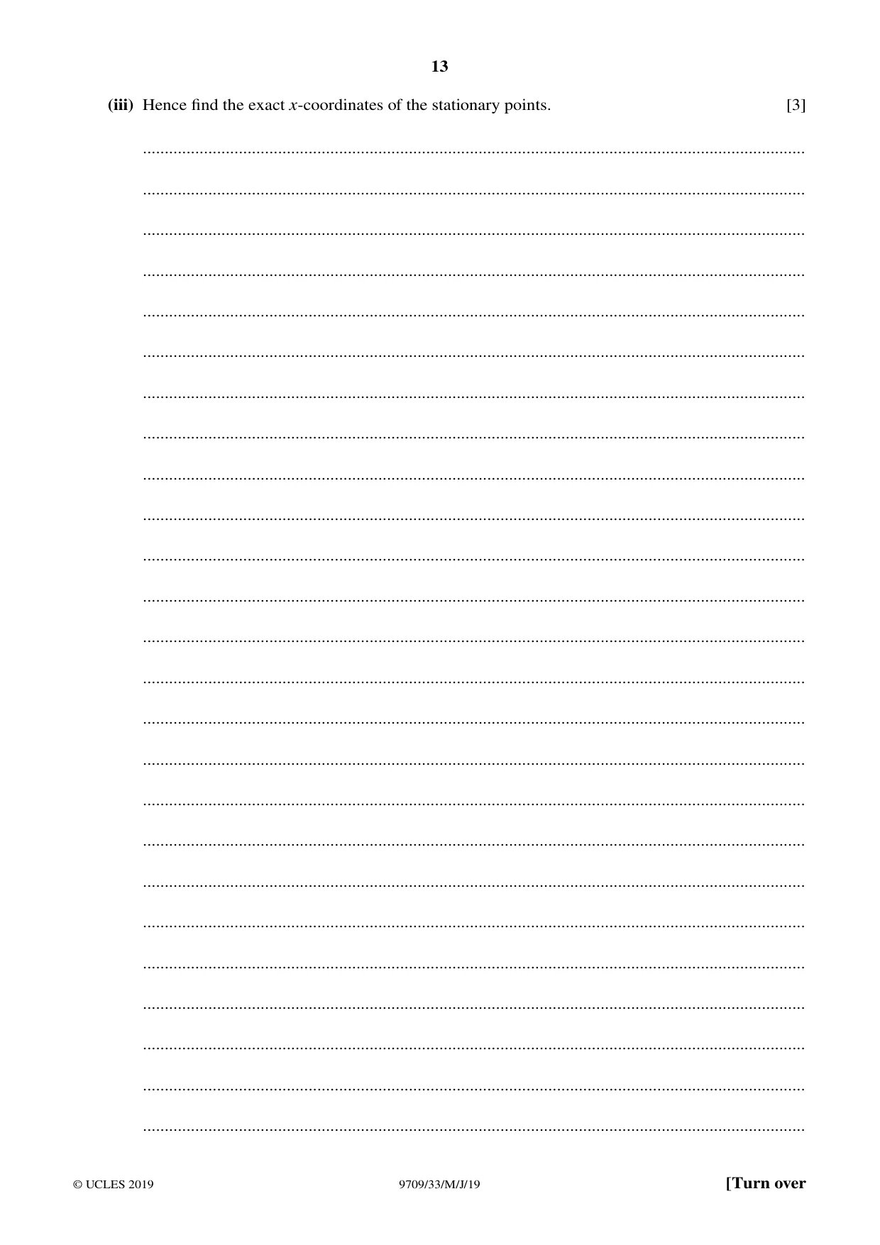 Cambridge A Level Mathematics 9709 2019 May/June Paper 3 · Variant 3 question paper, page 13 of 20
