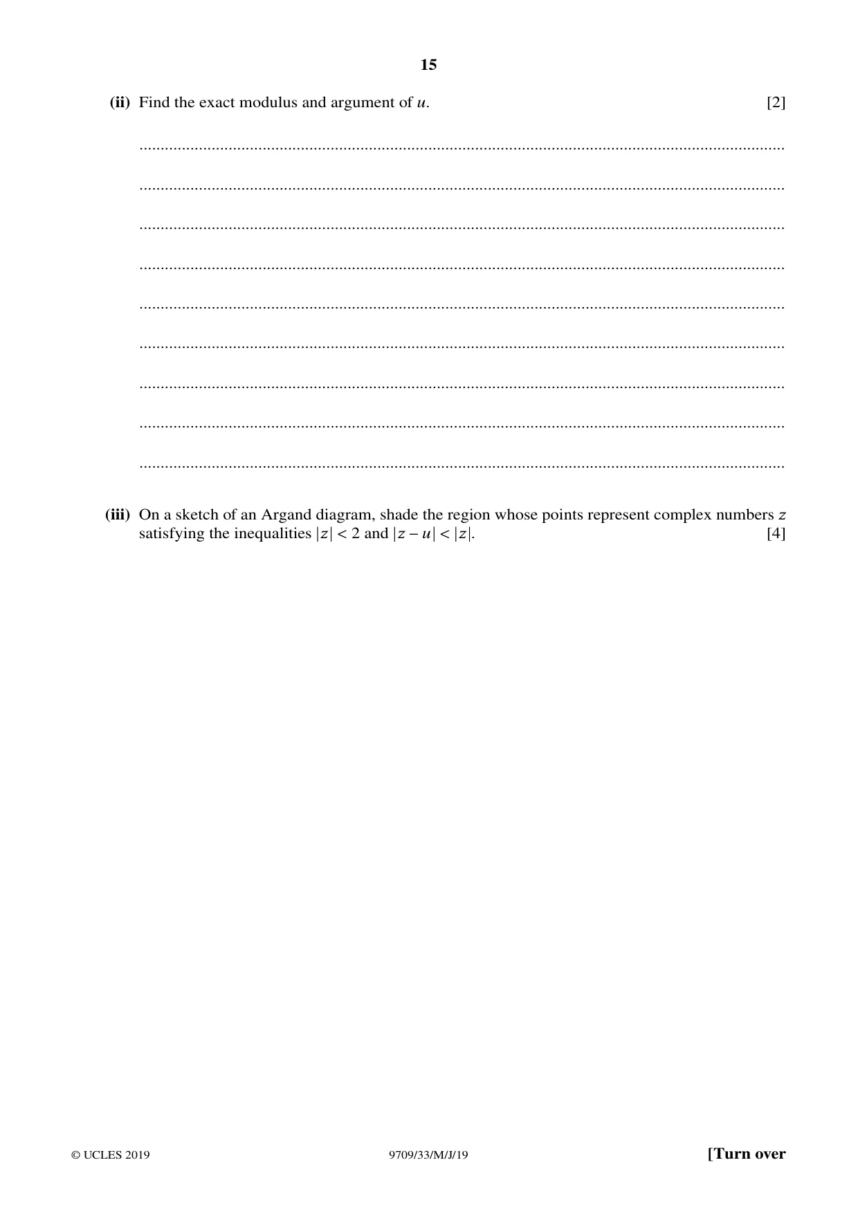 Cambridge A Level Mathematics 9709 2019 May/June Paper 3 · Variant 3 question paper, page 15 of 20