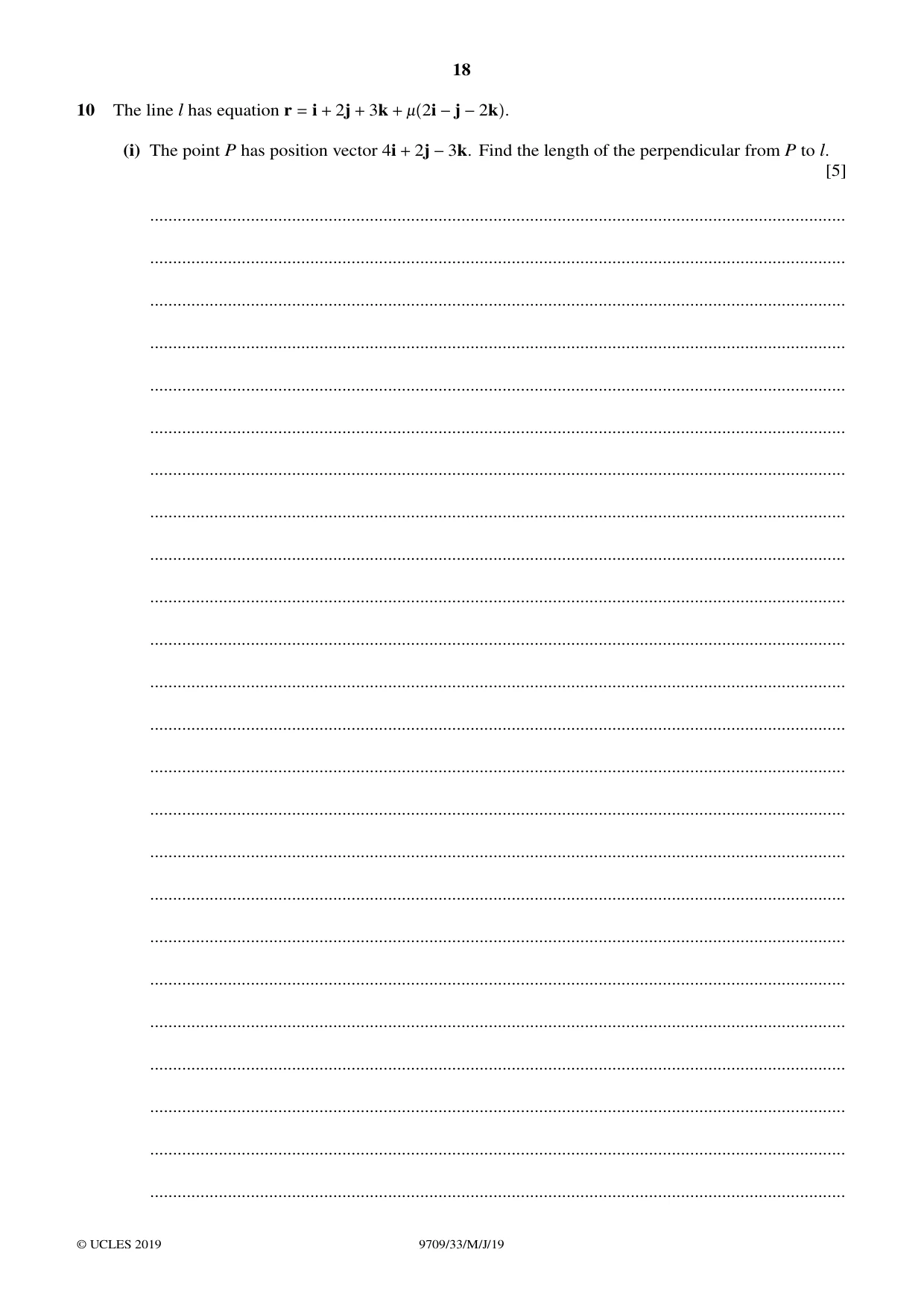 Cambridge A Level Mathematics 9709 2019 May/June Paper 3 · Variant 3 question paper, page 18 of 20
