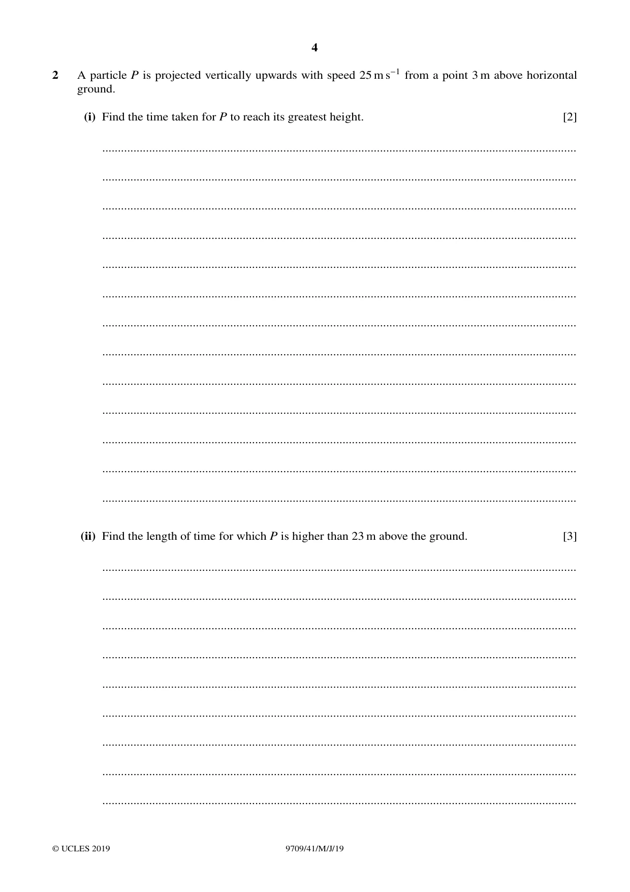 Cambridge A Level Mathematics 9709 2019 May/June Paper 4 · Variant 1 question paper, page 4 of 16