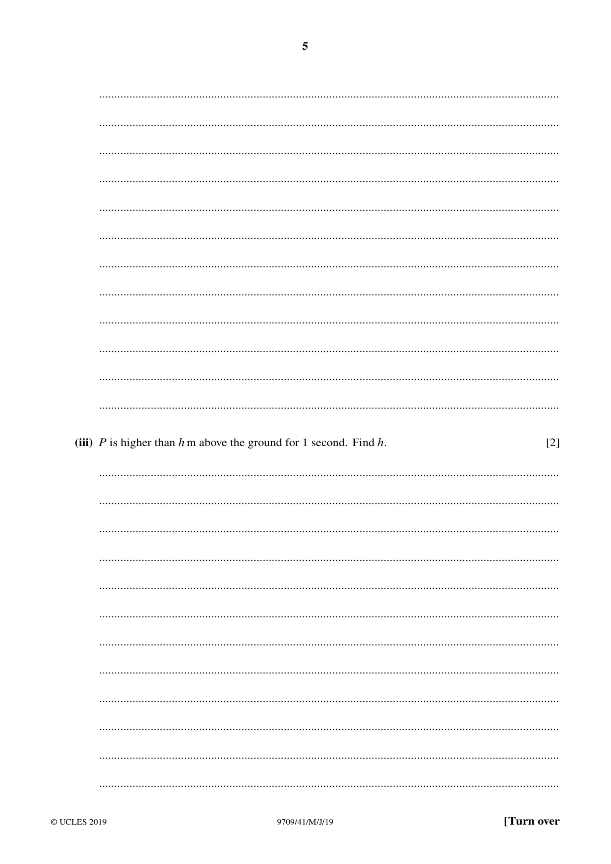 Cambridge A Level Mathematics 9709 2019 May/June Paper 4 · Variant 1 question paper, page 5 of 16