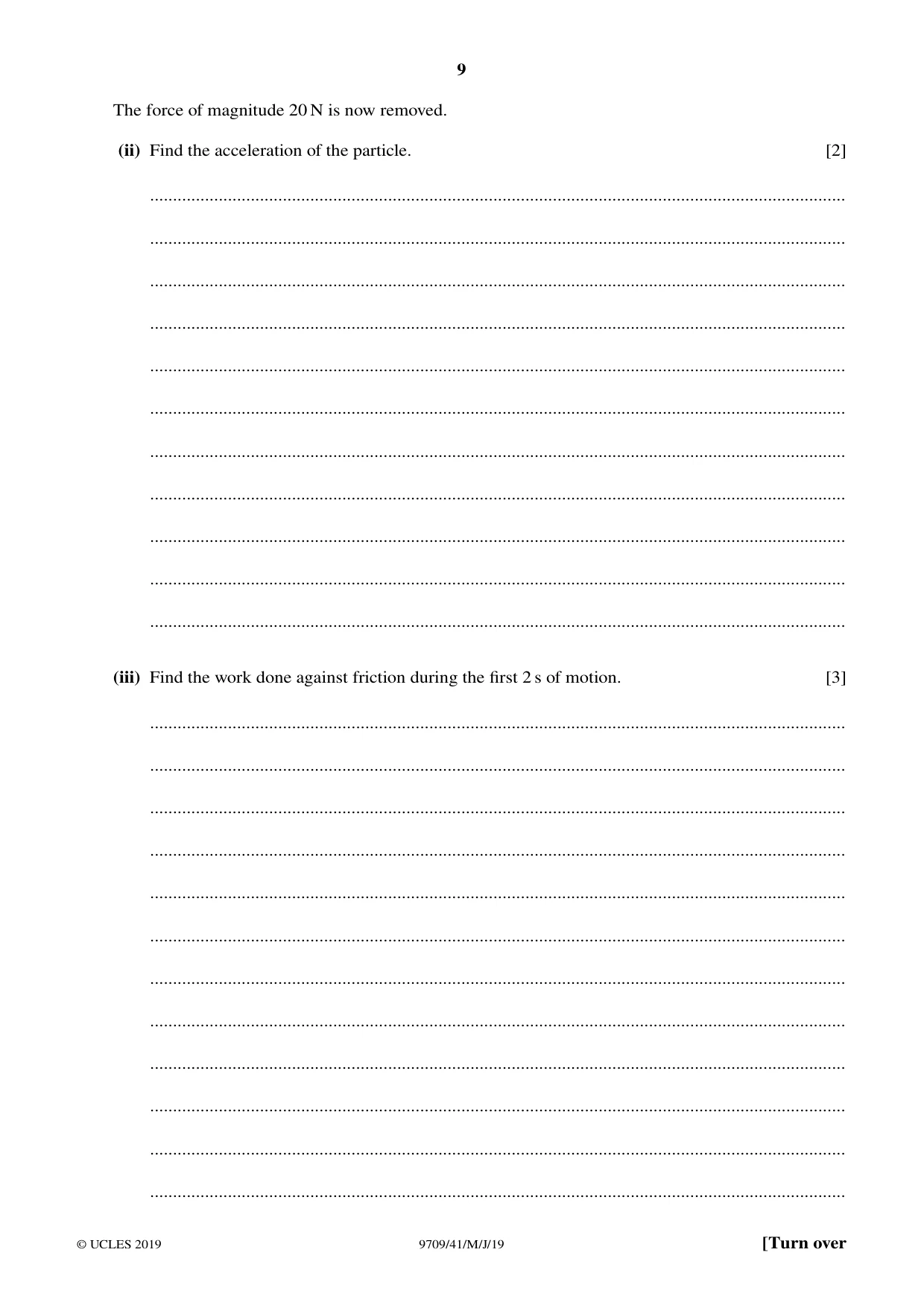 Cambridge A Level Mathematics 9709 2019 May/June Paper 4 · Variant 1 question paper, page 9 of 16