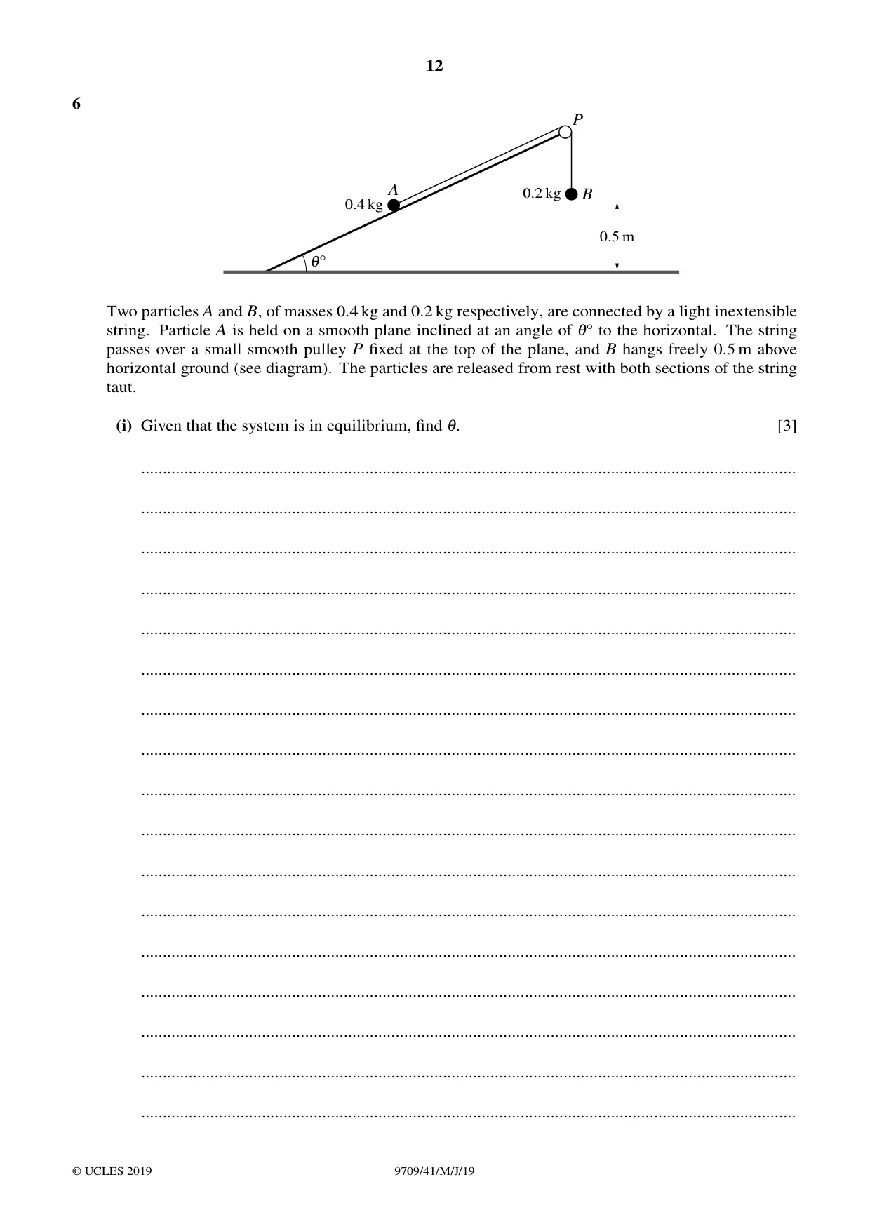 Cambridge A Level Mathematics 9709 2019 May/June Paper 4 · Variant 1 question paper, page 12 of 16