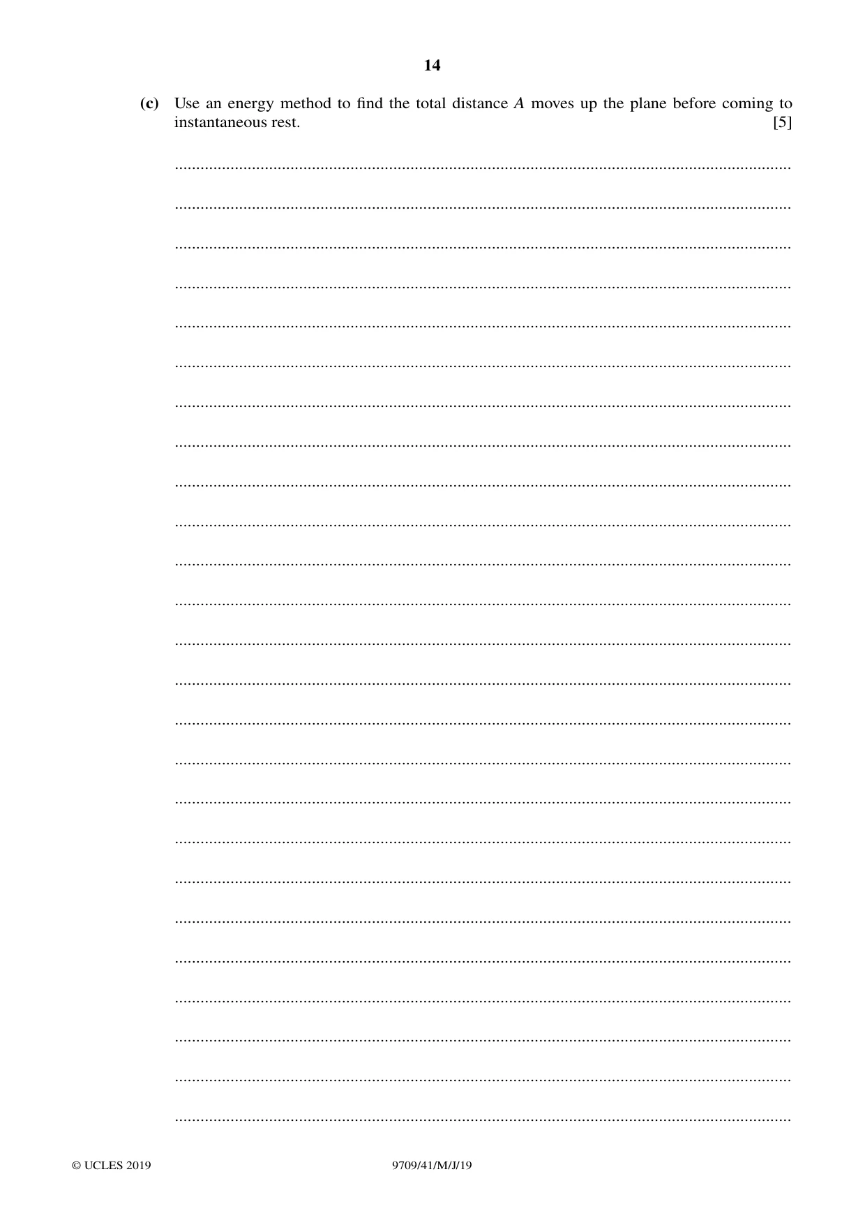 Cambridge A Level Mathematics 9709 2019 May/June Paper 4 · Variant 1 question paper, page 14 of 16