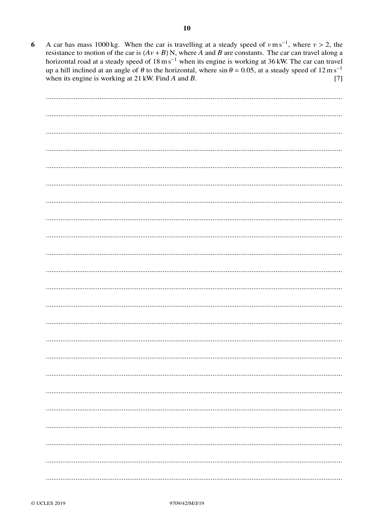 Cambridge A Level Mathematics 9709 2019 May/June Paper 4 · Variant 2 question paper, page 10 of 16