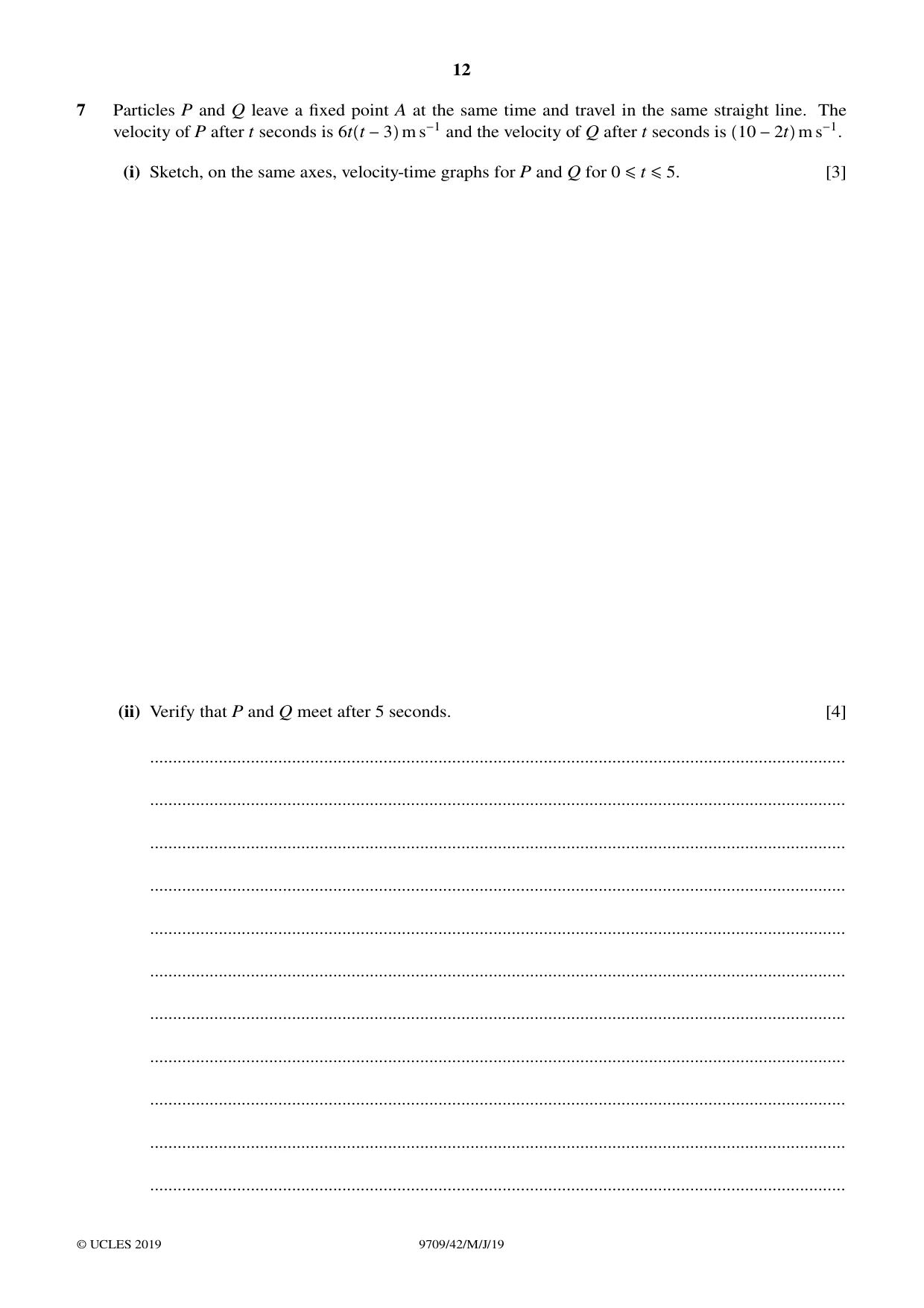 Cambridge A Level Mathematics 9709 2019 May/June Paper 4 · Variant 2 question paper, page 12 of 16