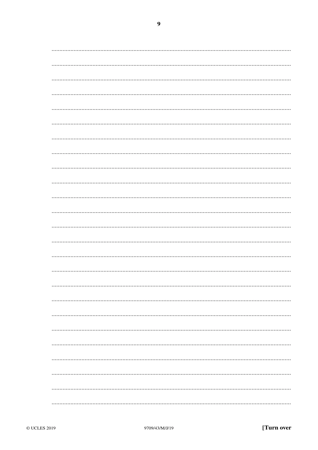 Cambridge A Level Mathematics 9709 2019 May/June Paper 4 · Variant 3 question paper, page 9 of 12