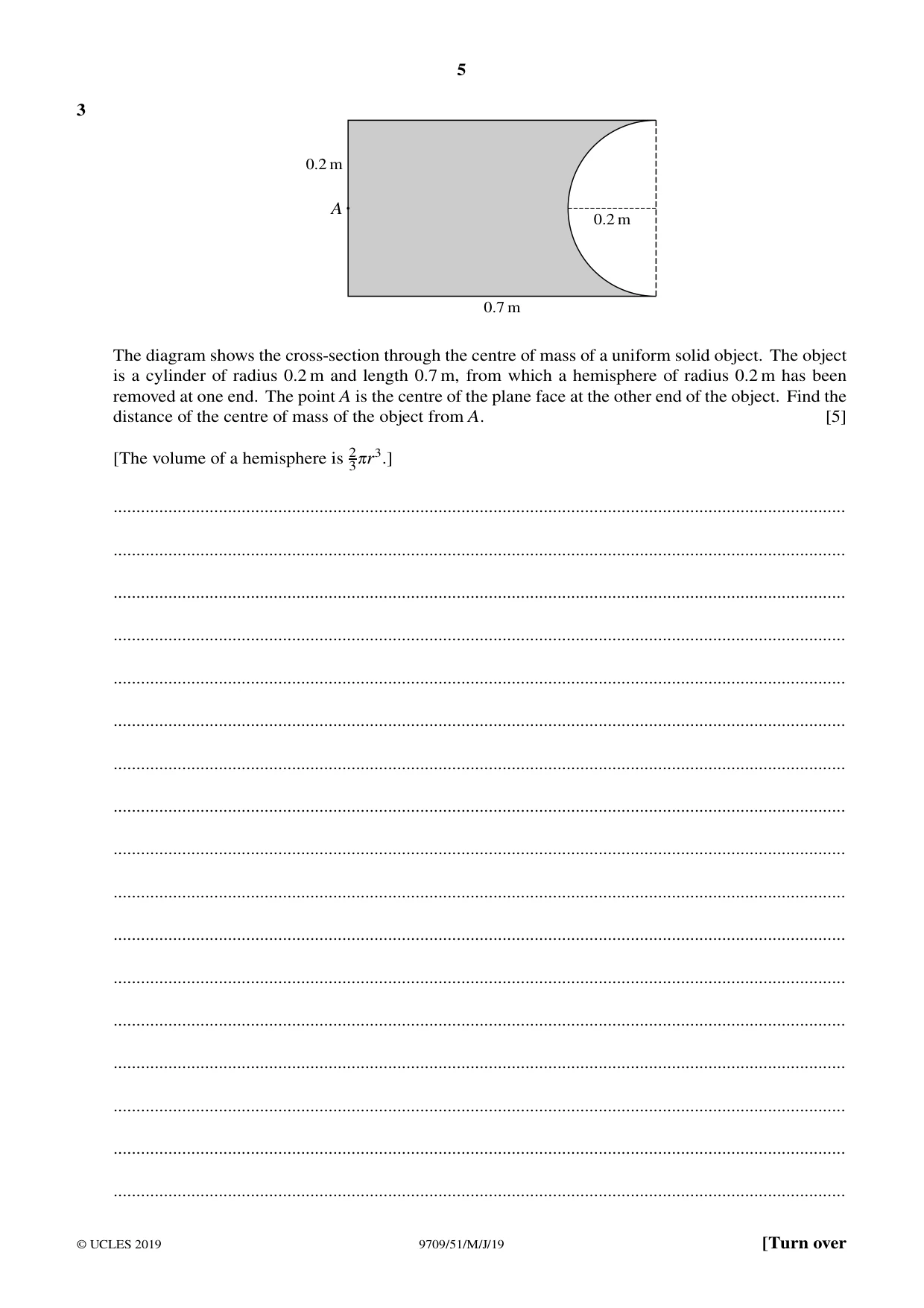 Cambridge A Level Mathematics 9709 2019 May/June Paper 5 · Variant 1 question paper, page 5 of 16