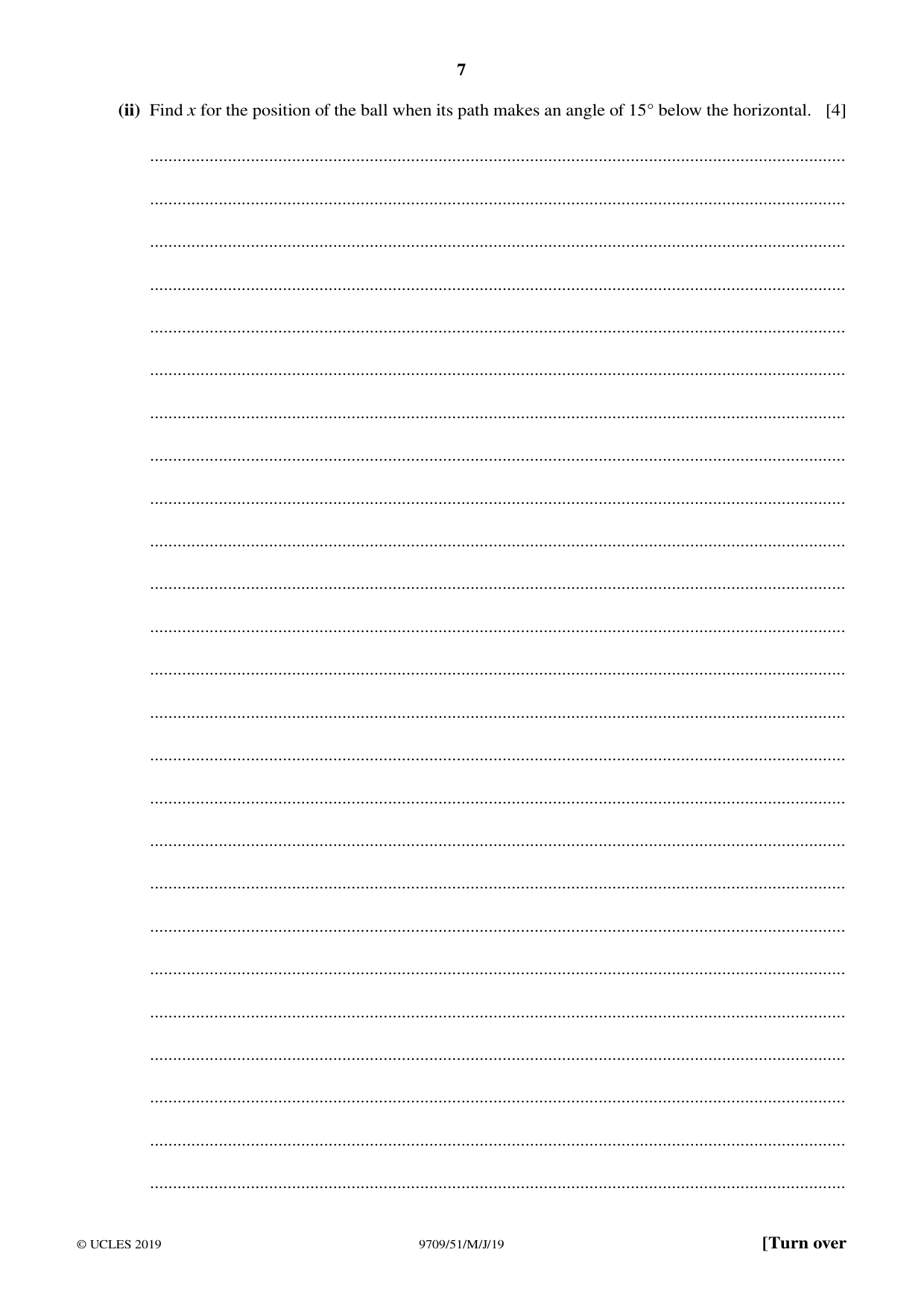 Cambridge A Level Mathematics 9709 2019 May/June Paper 5 · Variant 1 question paper, page 7 of 16