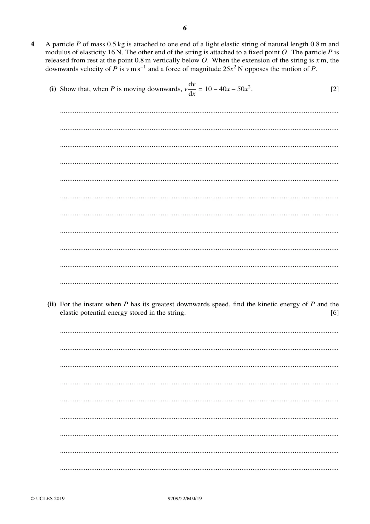 Cambridge A Level Mathematics 9709 2019 May/June Paper 5 · Variant 2 question paper, page 6 of 16