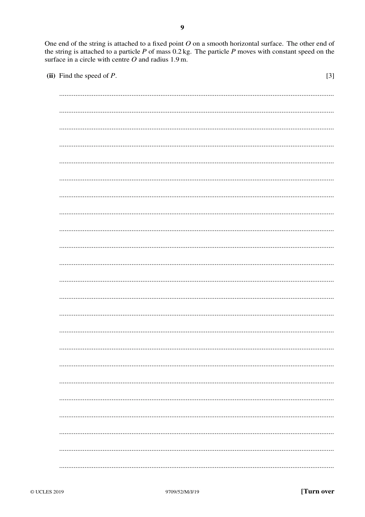 Cambridge A Level Mathematics 9709 2019 May/June Paper 5 · Variant 2 question paper, page 9 of 16