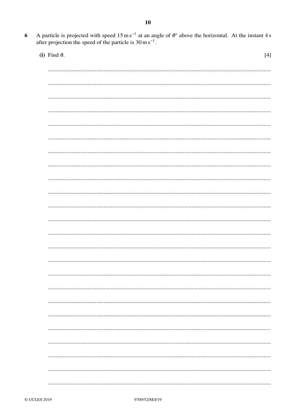 Cambridge A Level Mathematics 9709 2019 May/June Paper 5 · Variant 2 question paper, page 10 of 16
