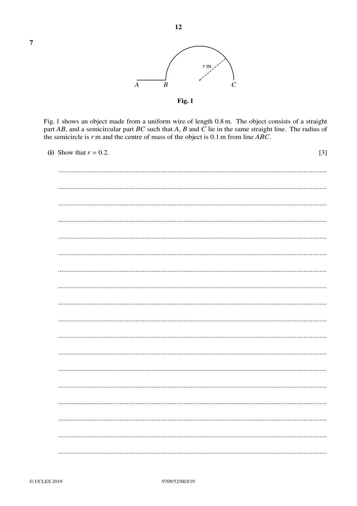 Cambridge A Level Mathematics 9709 2019 May/June Paper 5 · Variant 2 question paper, page 12 of 16