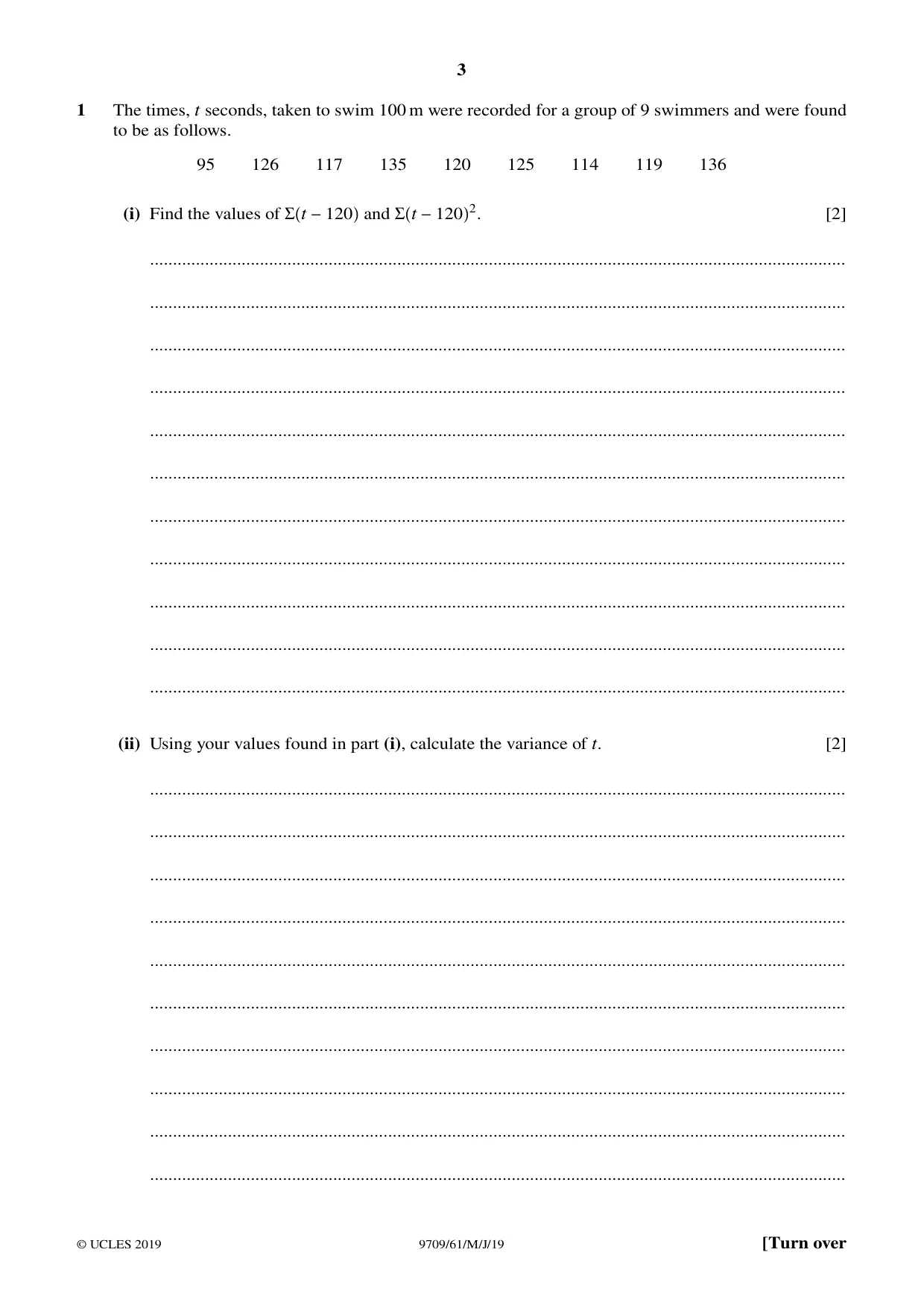 Cambridge A Level Mathematics 9709 2019 May/June Paper 6 · Variant 1 question paper, page 3 of 16
