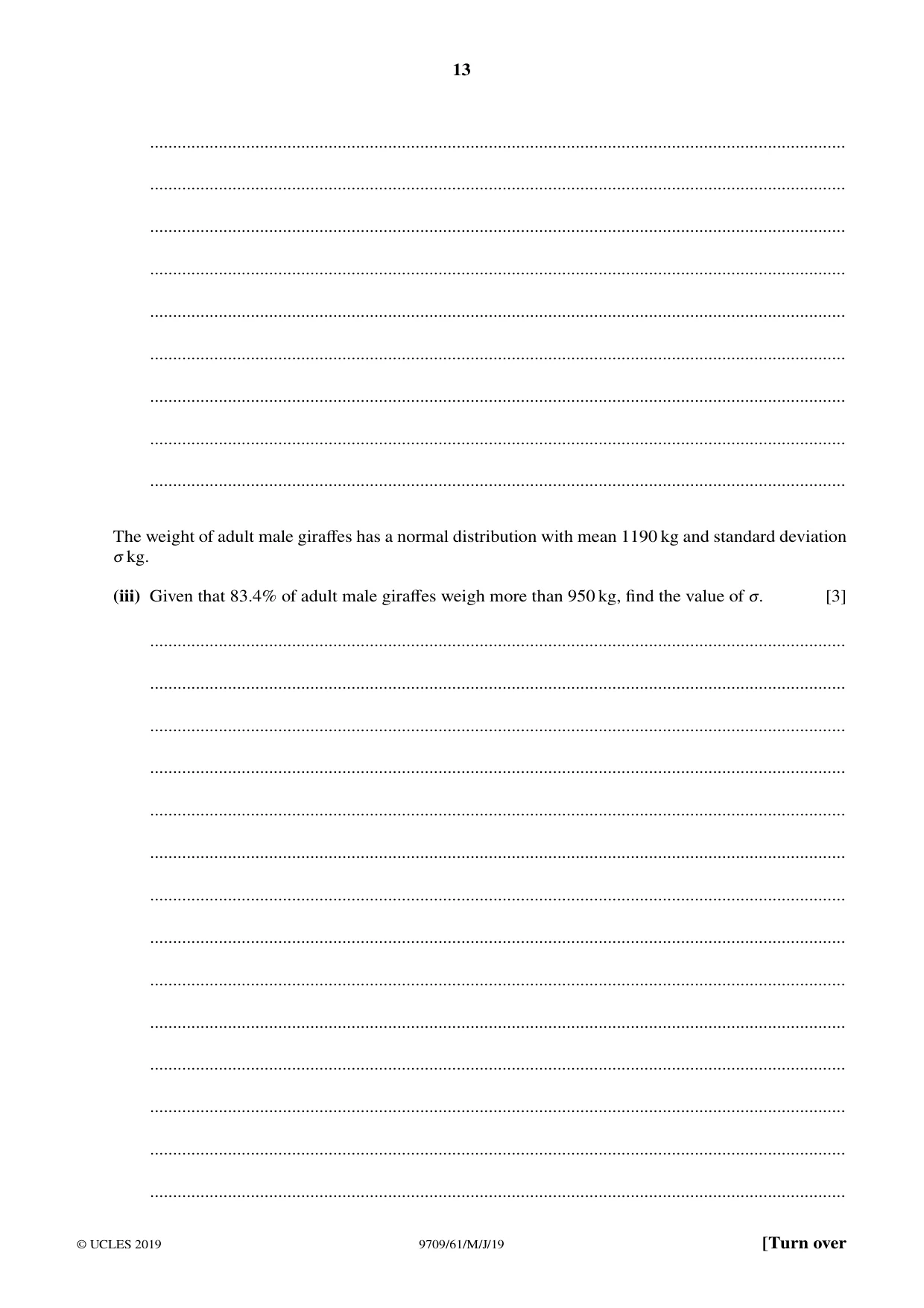 Cambridge A Level Mathematics 9709 2019 May/June Paper 6 · Variant 1 question paper, page 13 of 16