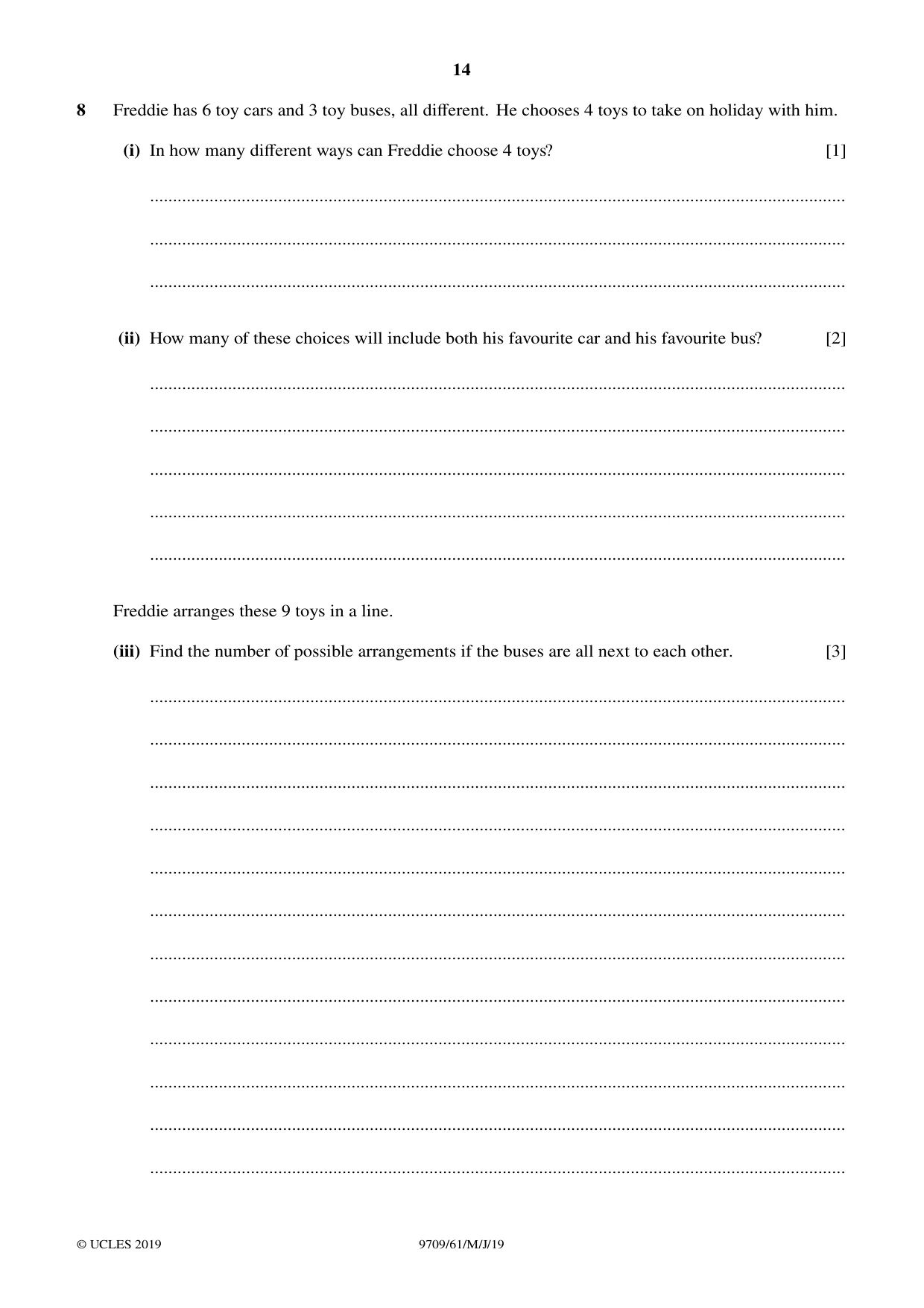 Cambridge A Level Mathematics 9709 2019 May/June Paper 6 · Variant 1 question paper, page 14 of 16