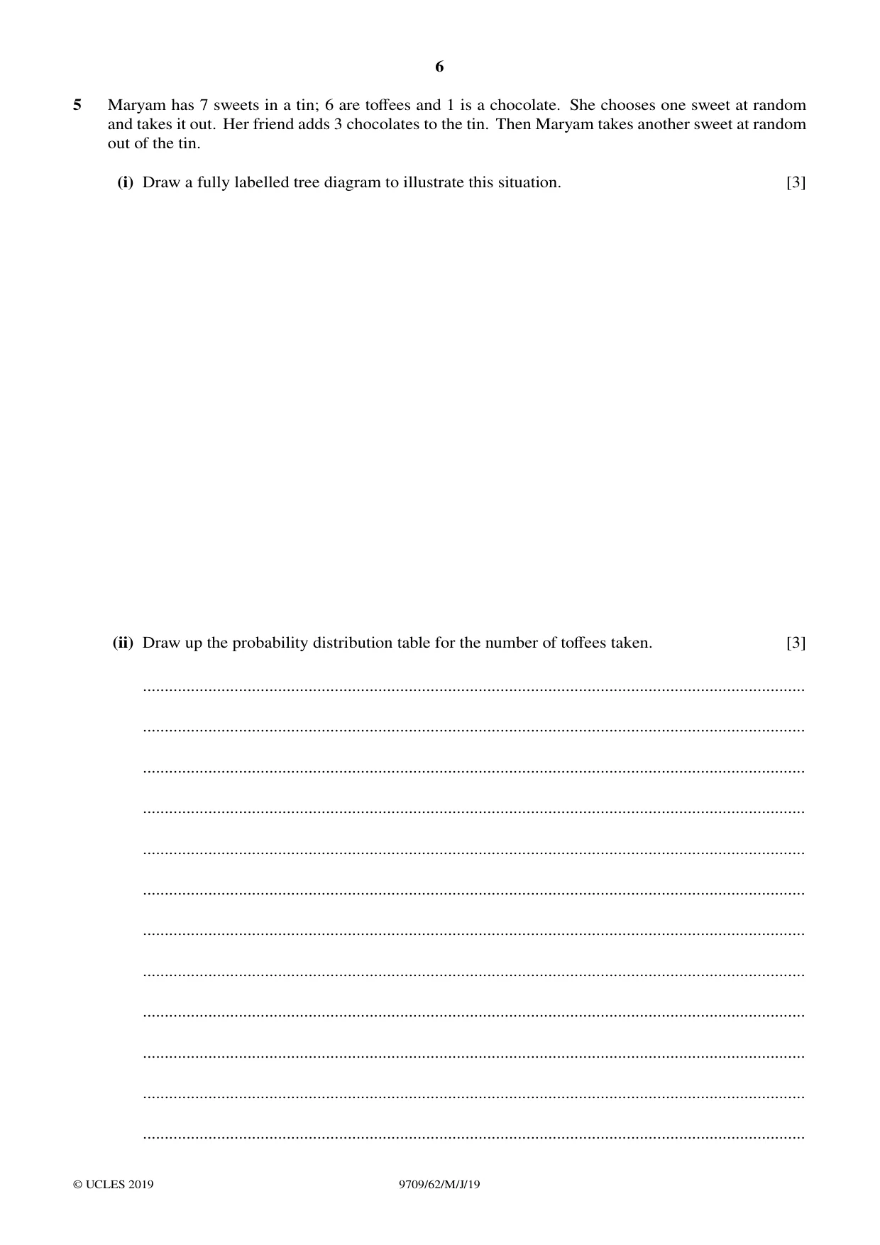 Cambridge A Level Mathematics 9709 2019 May/June Paper 6 · Variant 2 question paper, page 6 of 12