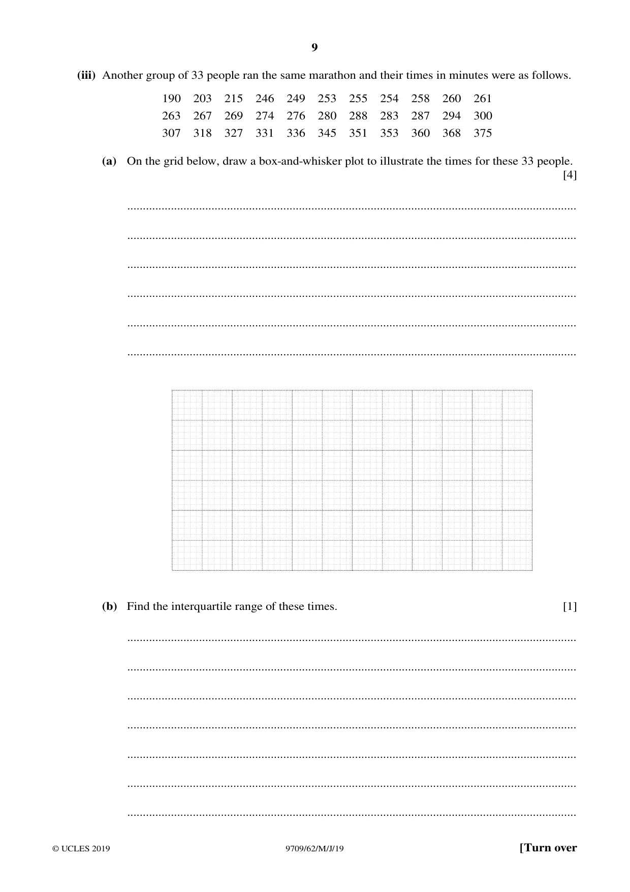 Cambridge A Level Mathematics 9709 2019 May/June Paper 6 · Variant 2 question paper, page 9 of 12