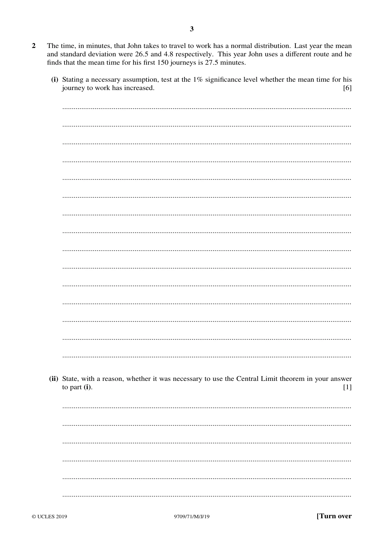 Cambridge A Level Mathematics 9709 2019 May/June Paper 7 · Variant 1 question paper, page 3 of 12