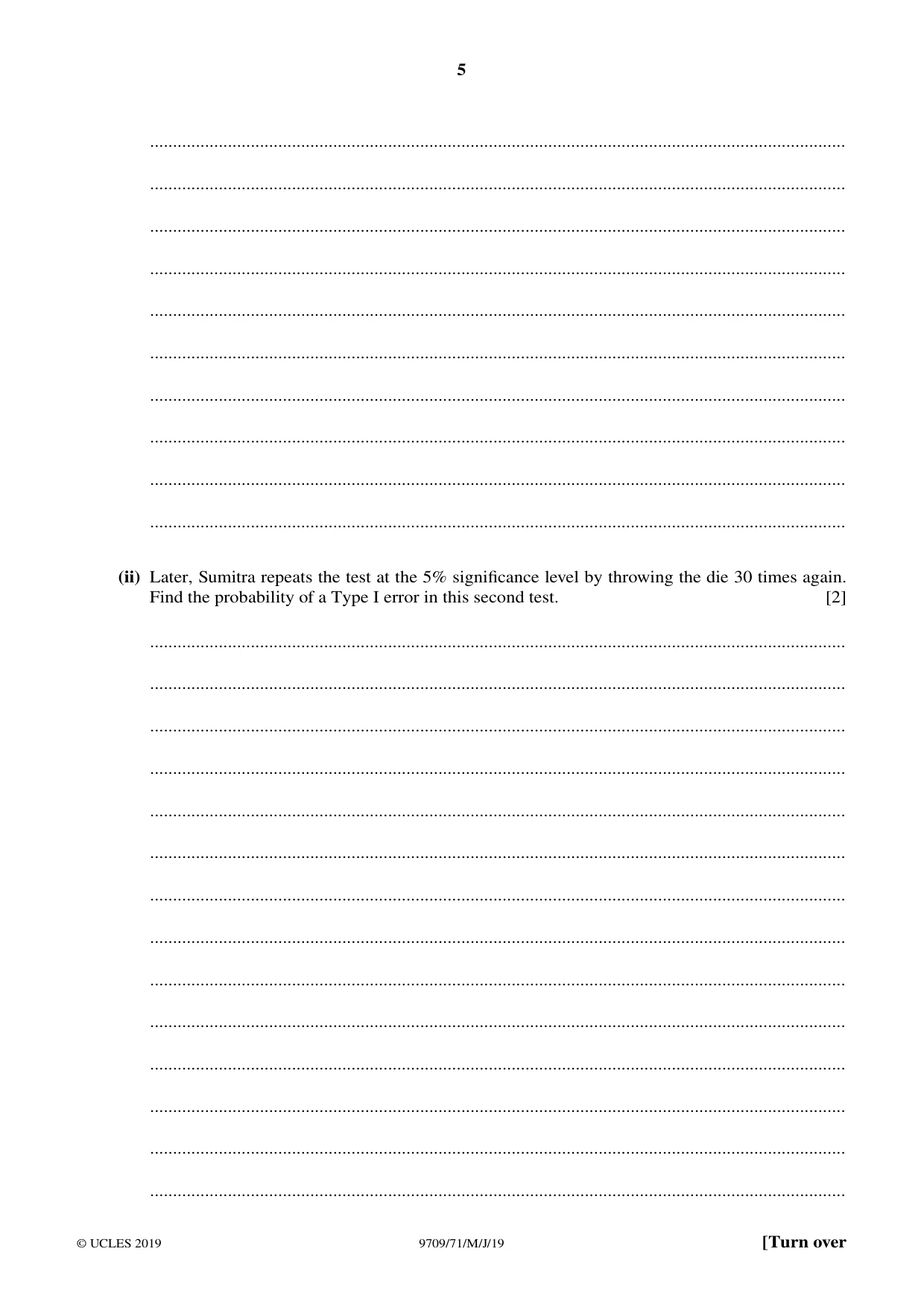 Cambridge A Level Mathematics 9709 2019 May/June Paper 7 · Variant 1 question paper, page 5 of 12