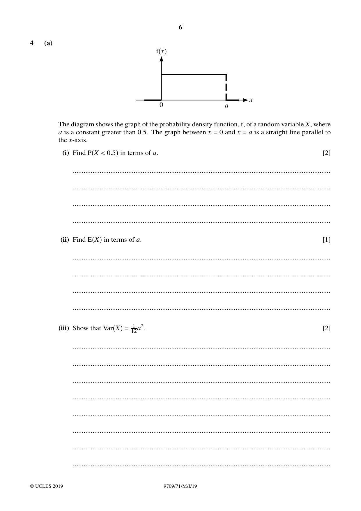Cambridge A Level Mathematics 9709 2019 May/June Paper 7 · Variant 1 question paper, page 6 of 12