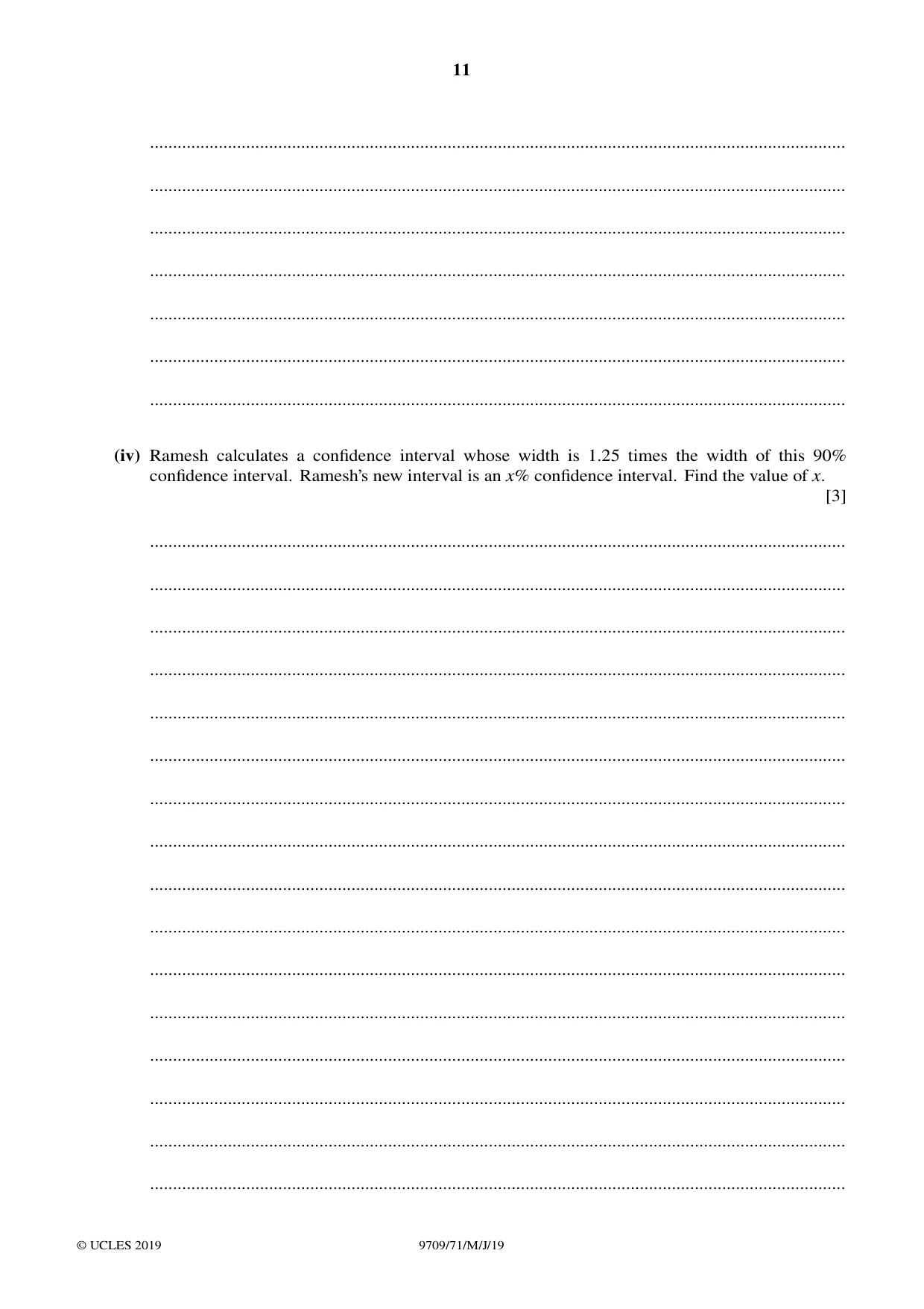 Cambridge A Level Mathematics 9709 2019 May/June Paper 7 · Variant 1 question paper, page 11 of 12