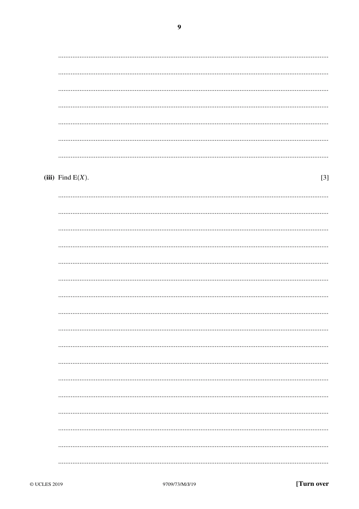 Cambridge A Level Mathematics 9709 2019 May/June Paper 7 · Variant 3 question paper, page 9 of 16