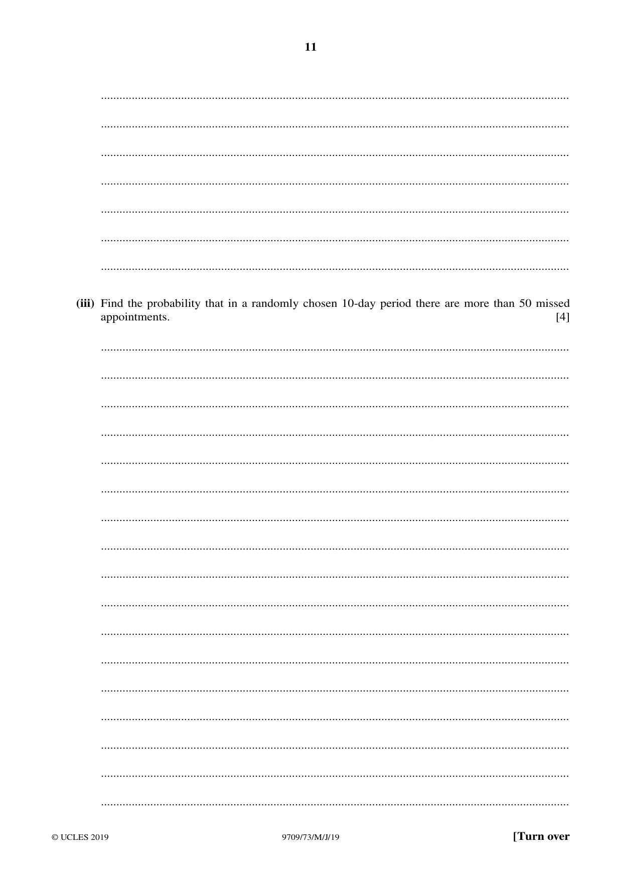 Cambridge A Level Mathematics 9709 2019 May/June Paper 7 · Variant 3 question paper, page 11 of 16