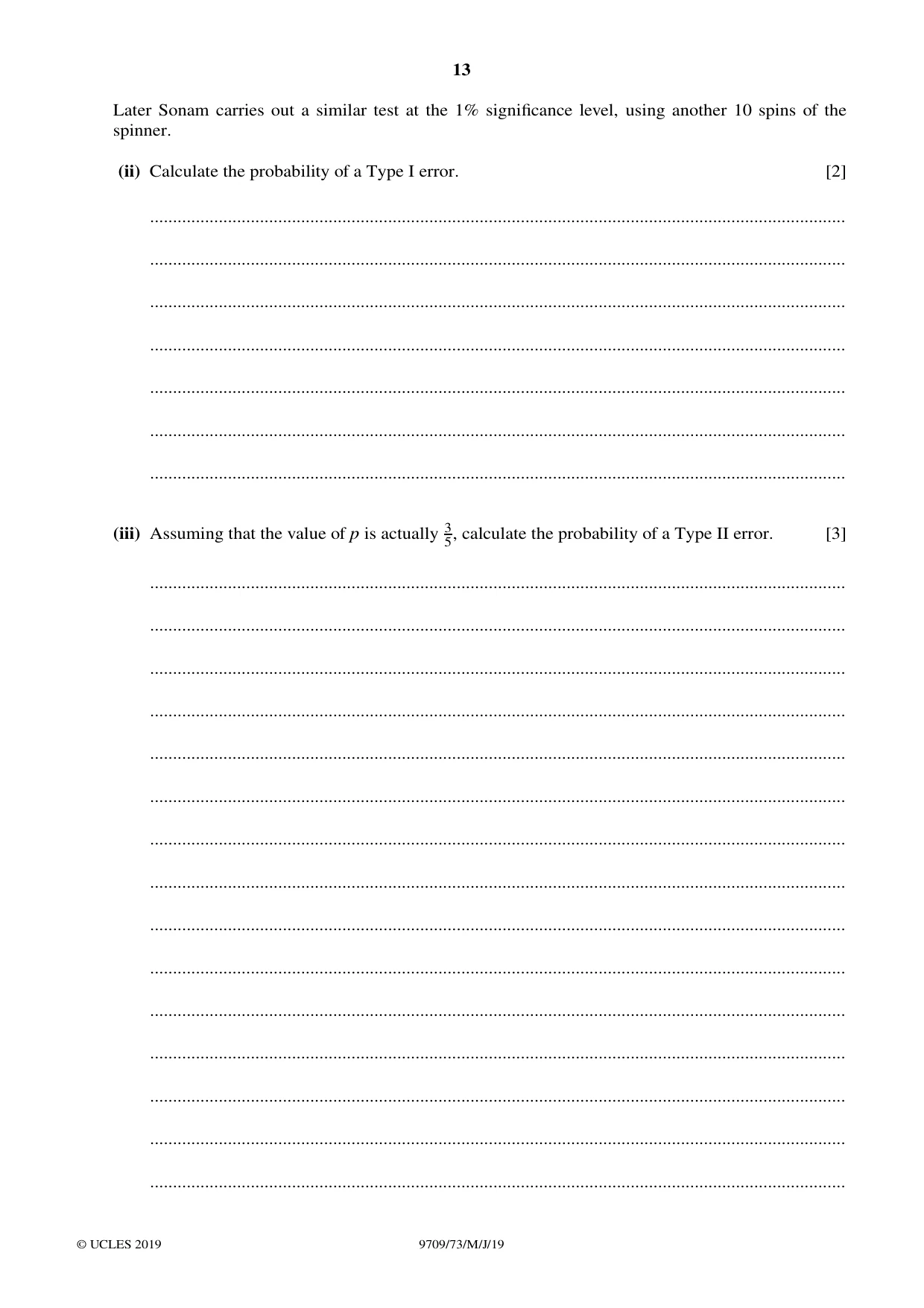 Cambridge A Level Mathematics 9709 2019 May/June Paper 7 · Variant 3 question paper, page 13 of 16